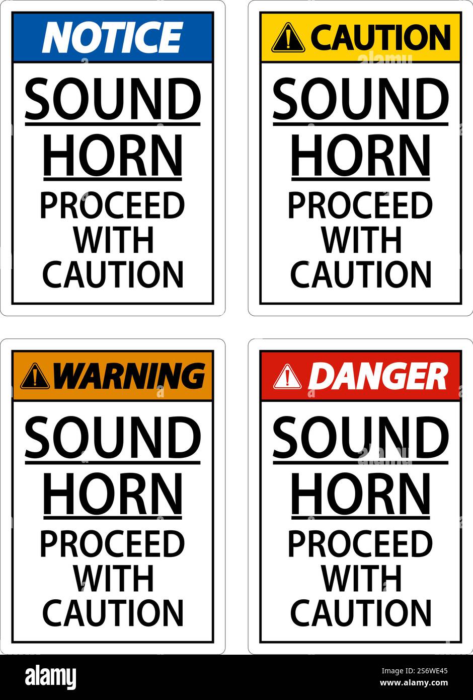 Sound Horn Proceed With Caution Sign On White Background Stock Vector ...
