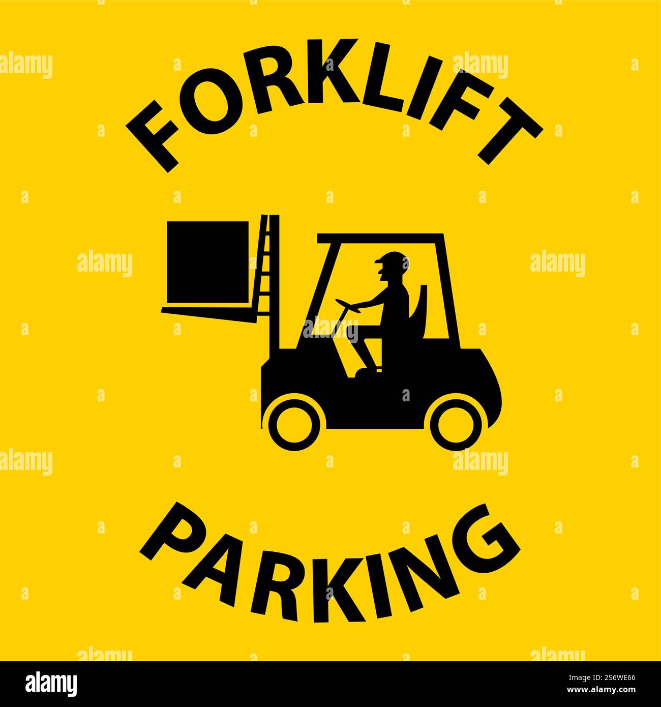 Forklift Parking Floor Sign On White Background Stock Vector