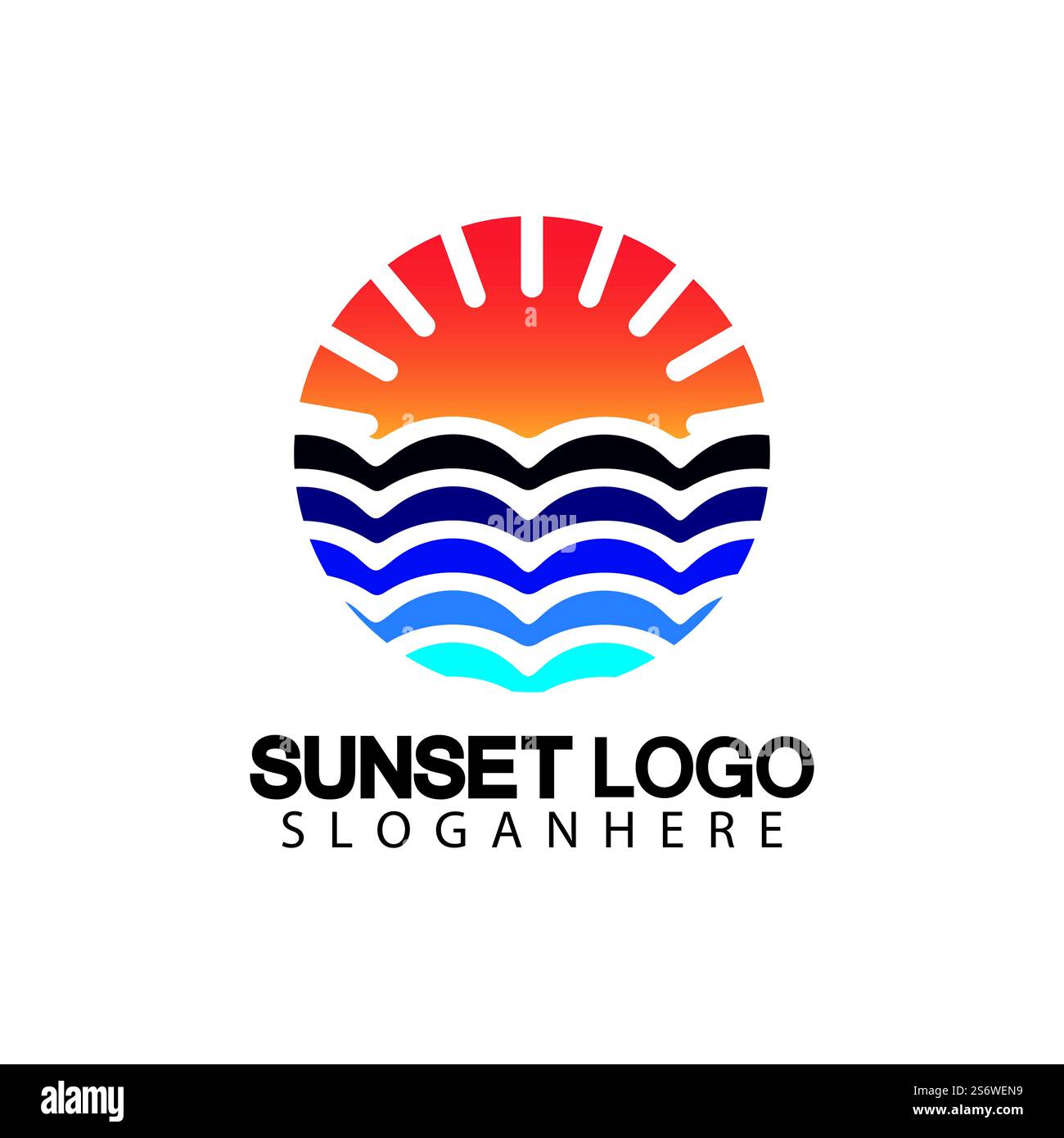 Sunset beach logo symbol vector illustration design template Stock ...