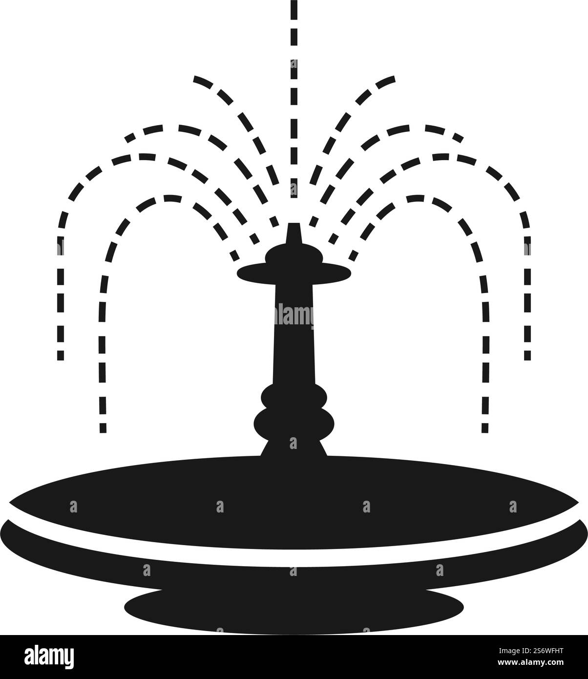 City fountain line icon vector flat design Stock Vector