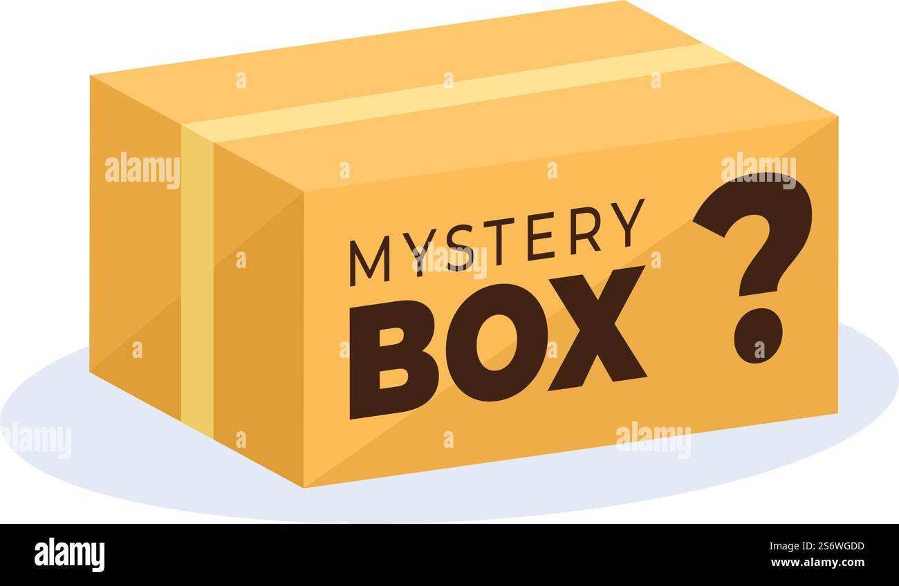 Mystery Gift Box with Cardboard Box Open Inside with a Question Mark ...