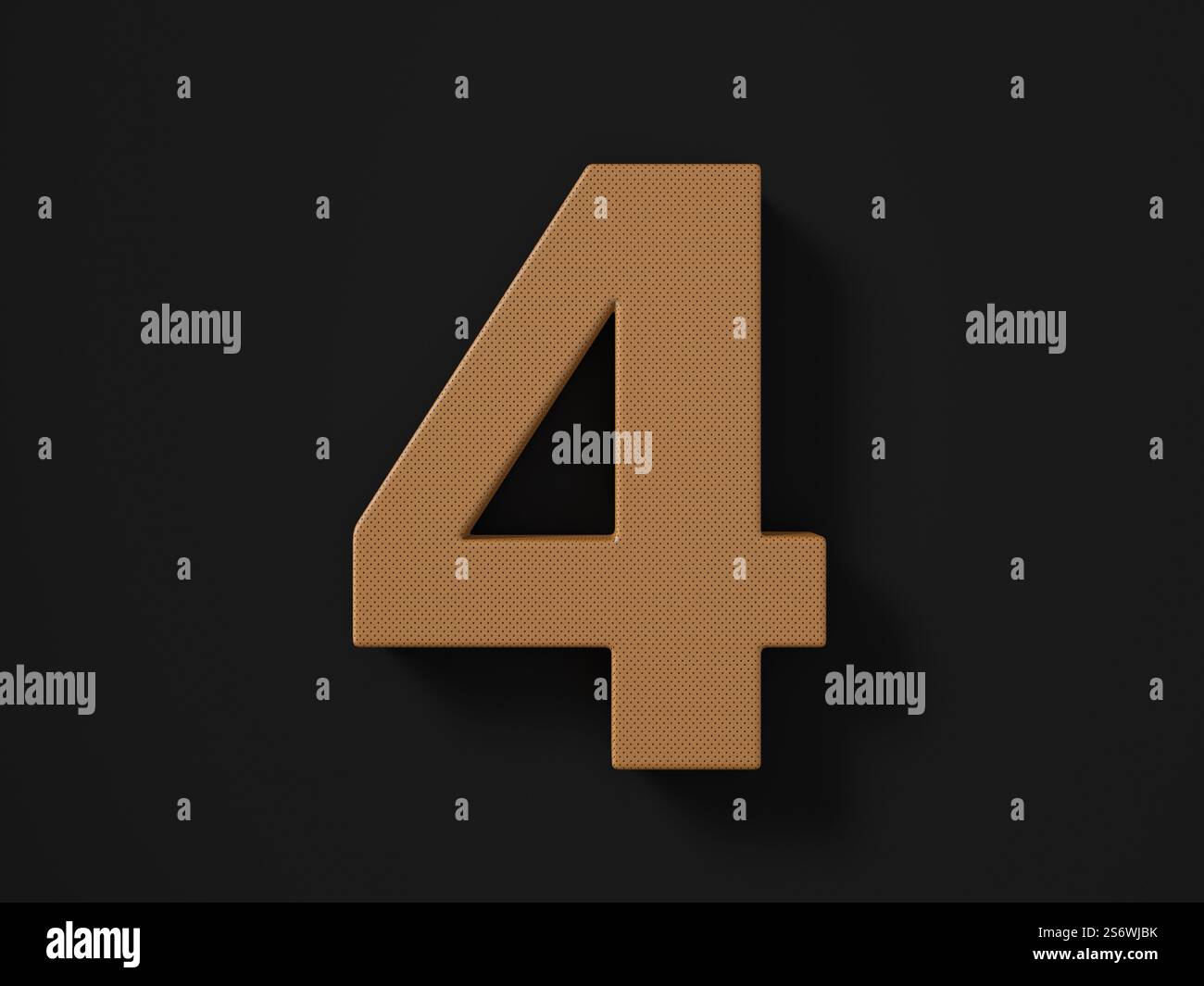 Perforated leather number four on black background. 3d illustration ...