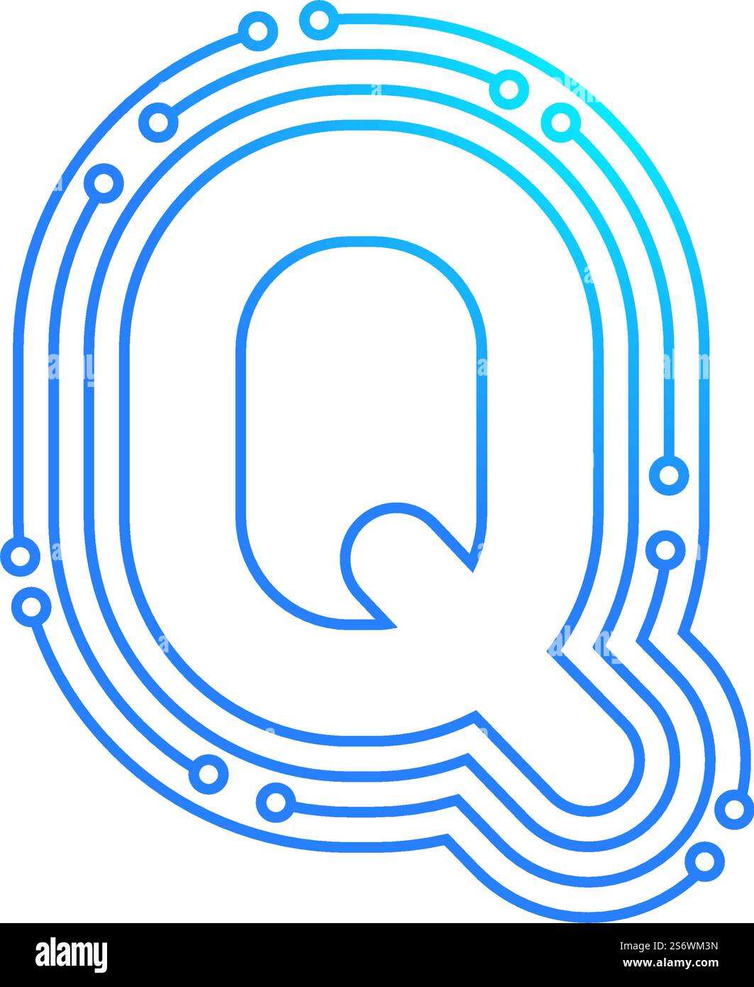 Q initial letter Circuit technology illustration logo vector template Stock Vector