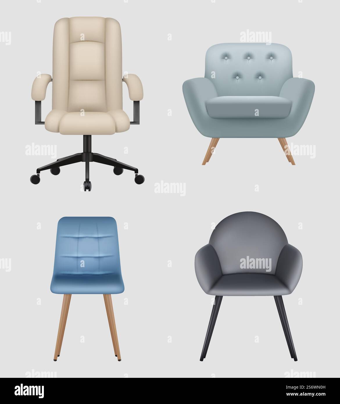 Modern chairs. Realistic furniture tall garden chair luxury cozy office ...