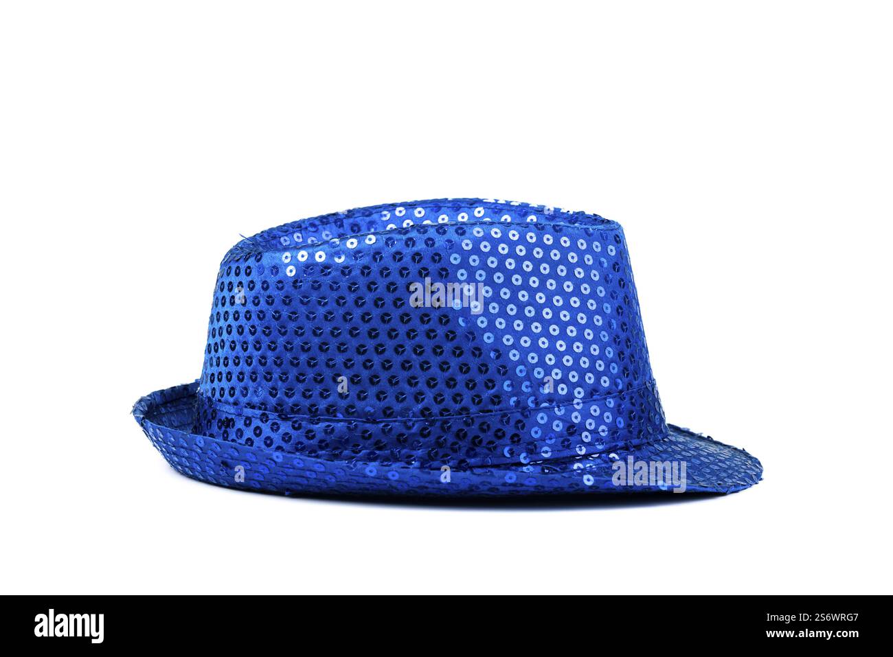 Blue hat with shimmering sequin glitter effects as a fashion accessory Stock Photo