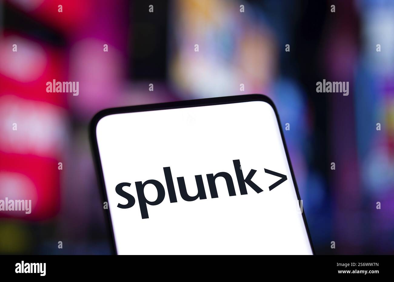 splunk logo is displayed on smartphone. Splunk Inc. is an American ...
