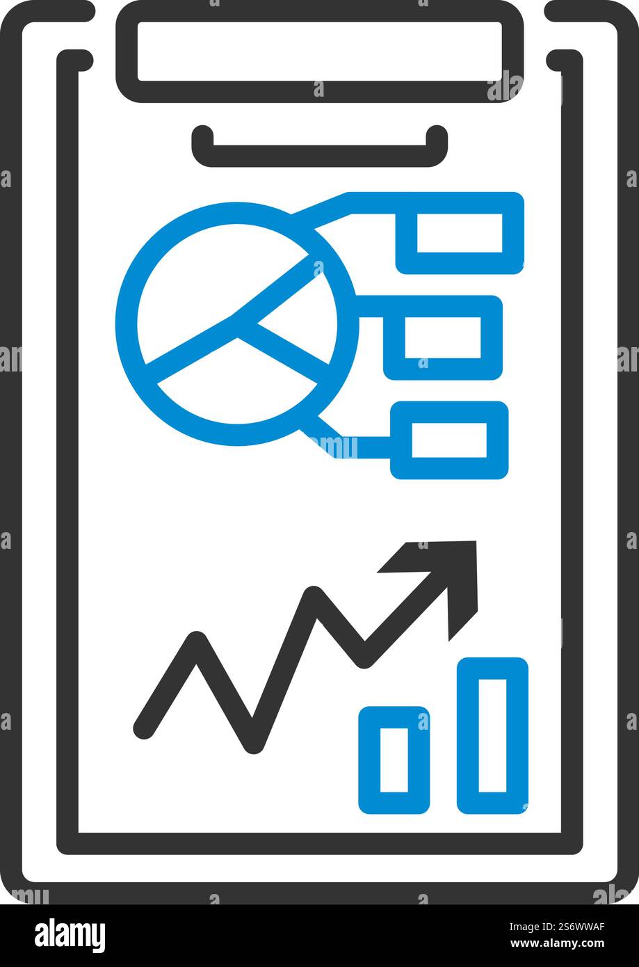 Writing Tablet With Analytics Chart Icon. Editable Bold Outline With Color Fill Design. Vector Illustration. Stock Vector