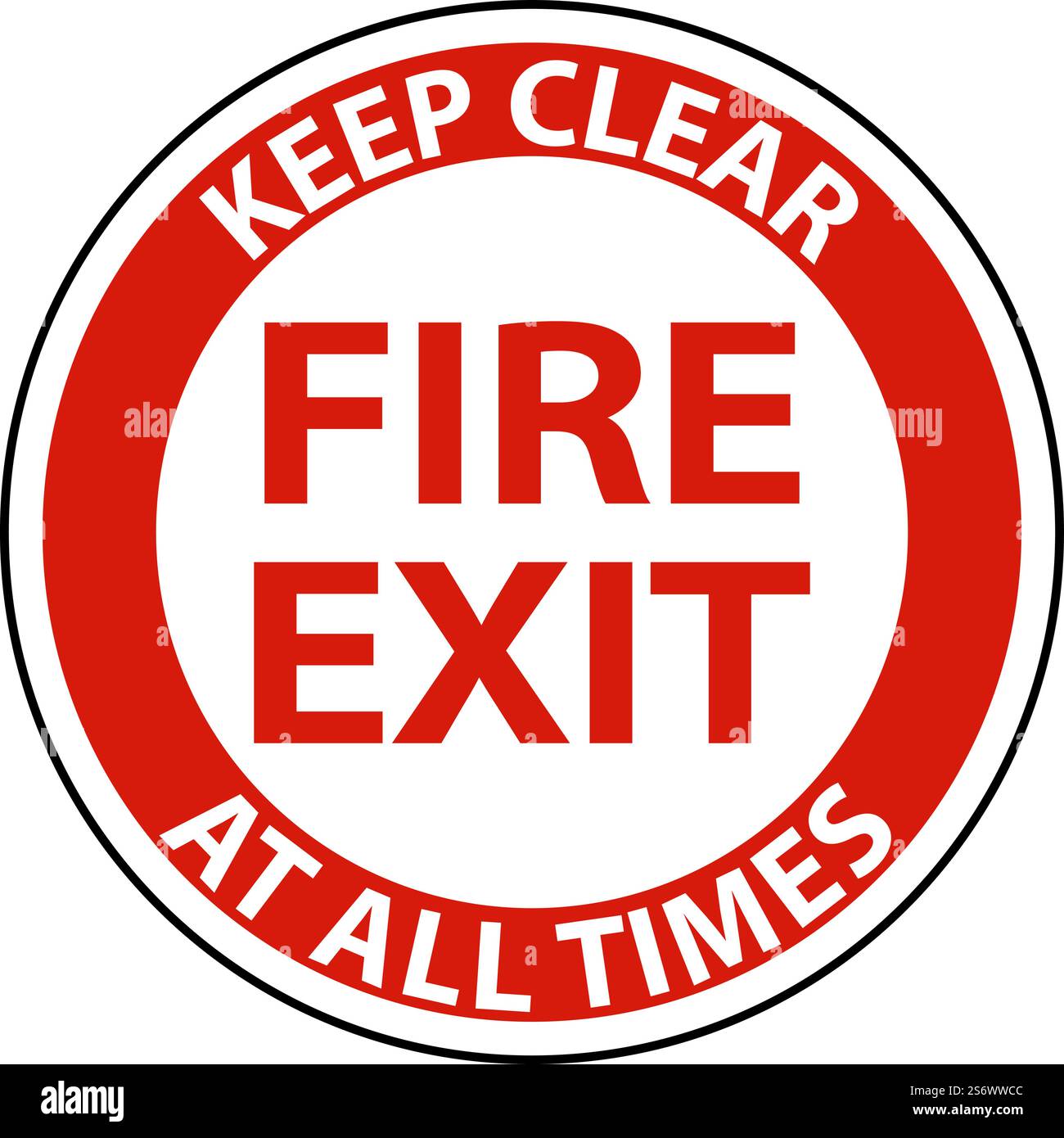 Fire Exit Keep Clear Floor Sign On White Background Stock Vector