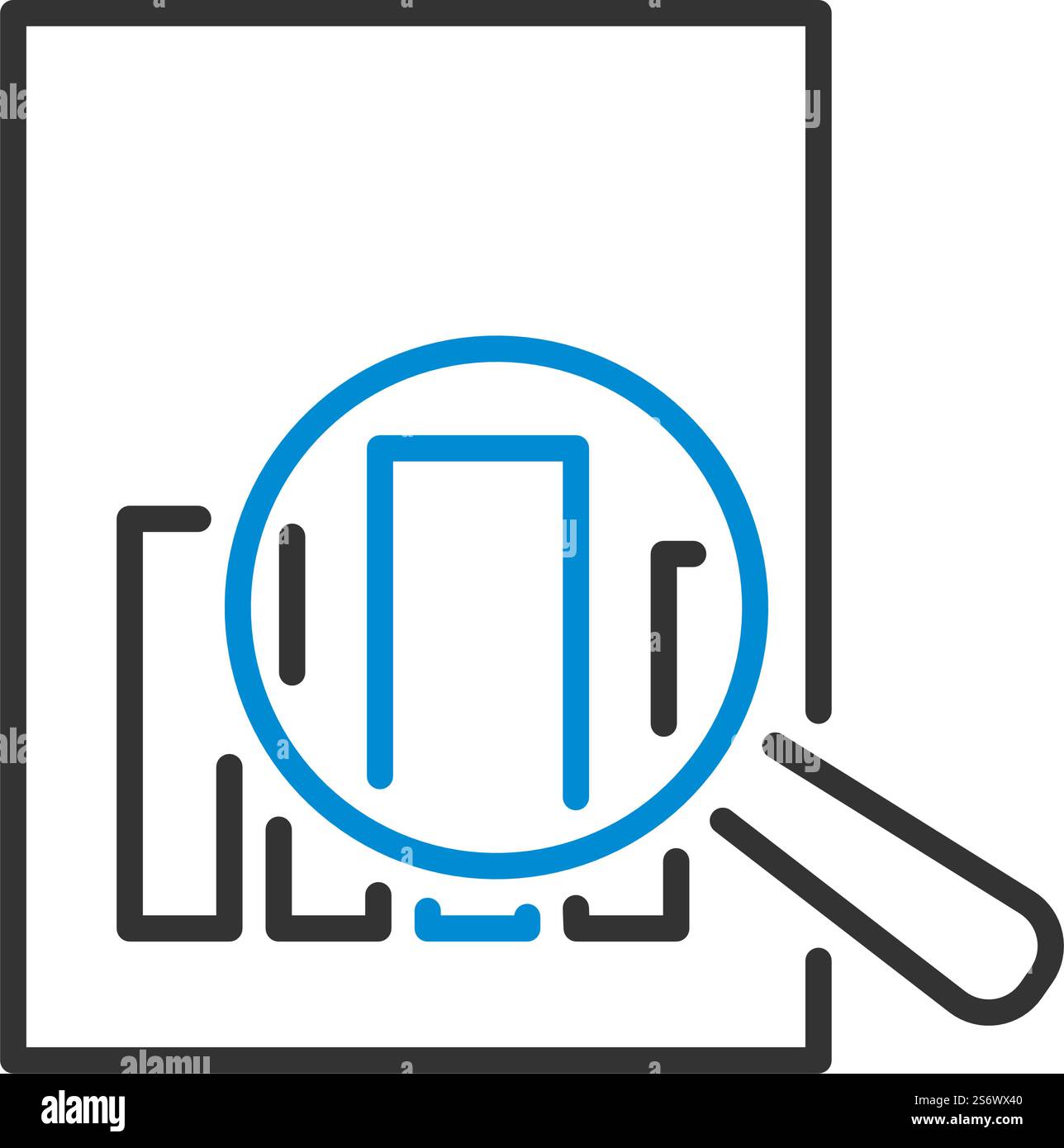 Magnificent Glass On Paper With Chart Icon. Editable Bold Outline With ...