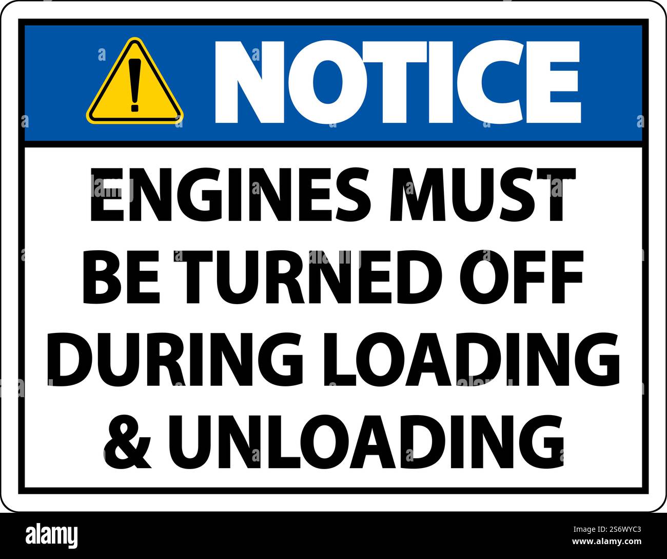 Notice Engines Must Be Turned Off Sign On White Background Stock Vector ...