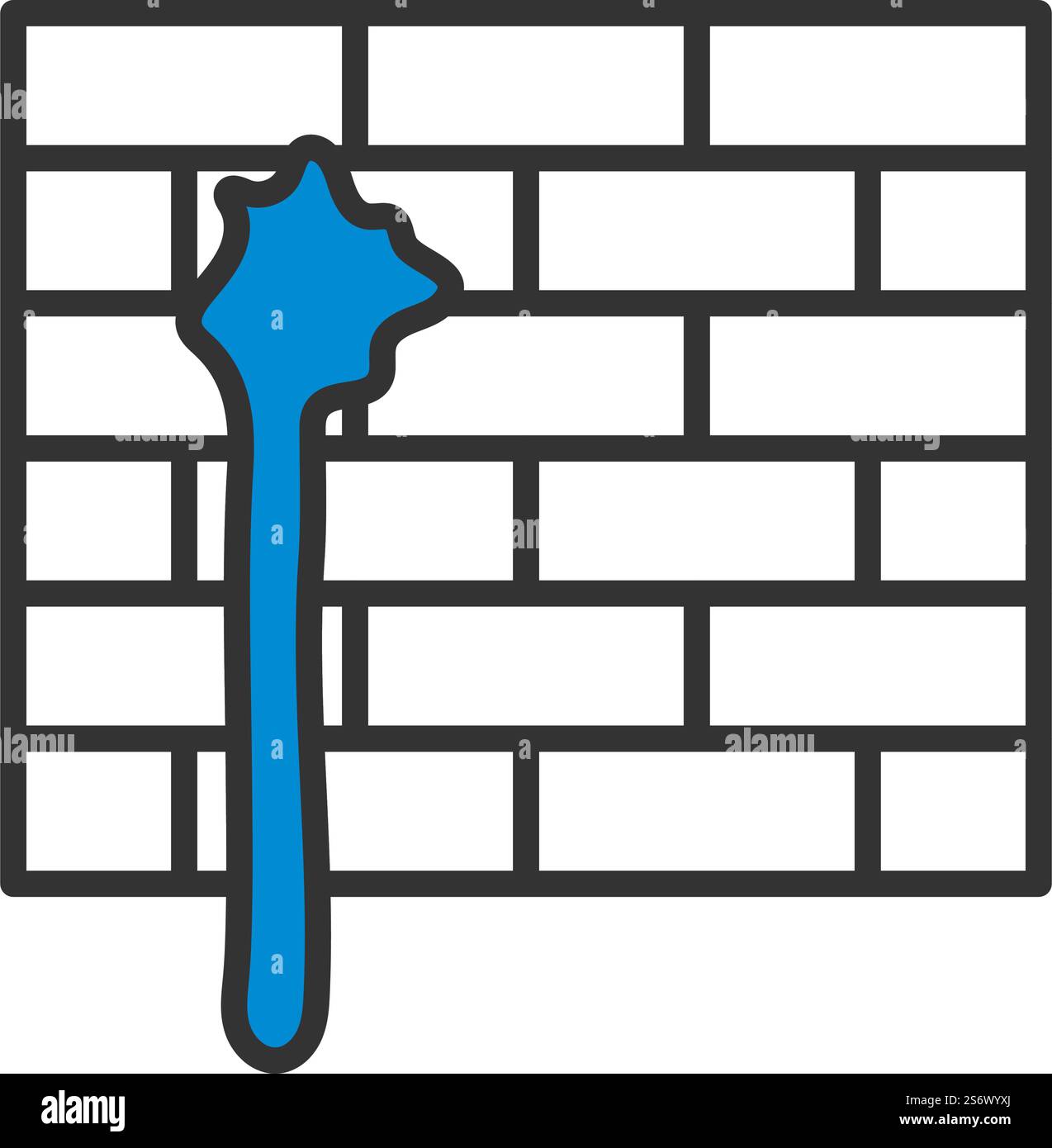 Blood On Brick Wall Icon. Editable Bold Outline With Color Fill Design. Vector Illustration. Stock Vector