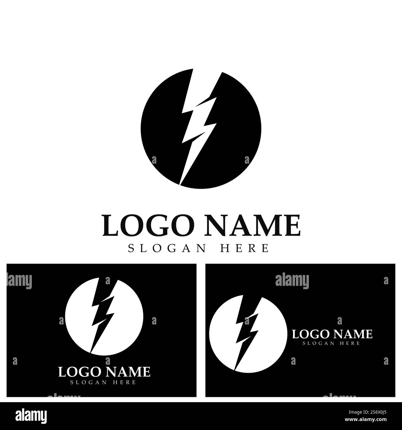 Thunder and Bolt Lighting Flash Icons Set. Flat Style on Dark ...