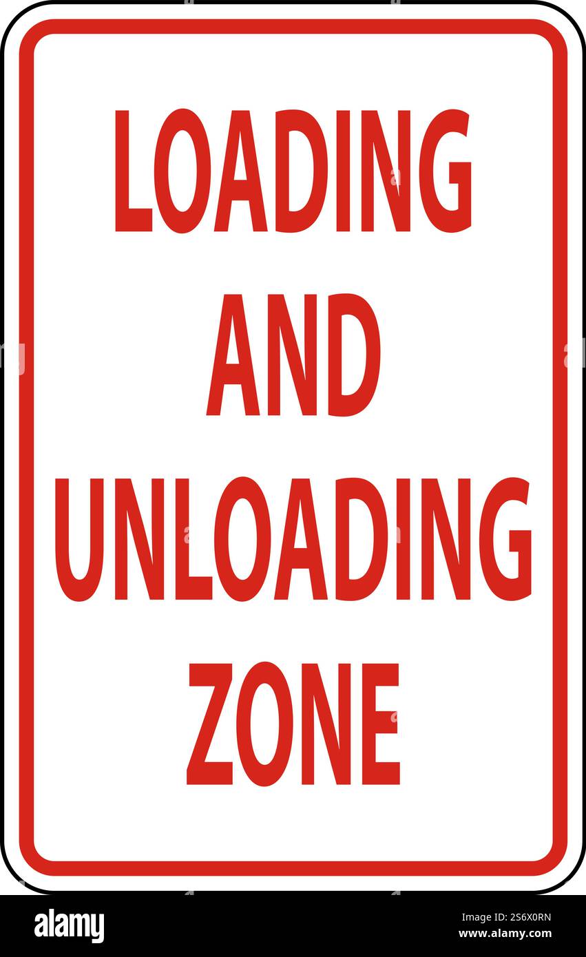 Loading and Unloading Zone Sign On White Background Stock Vector Image ...