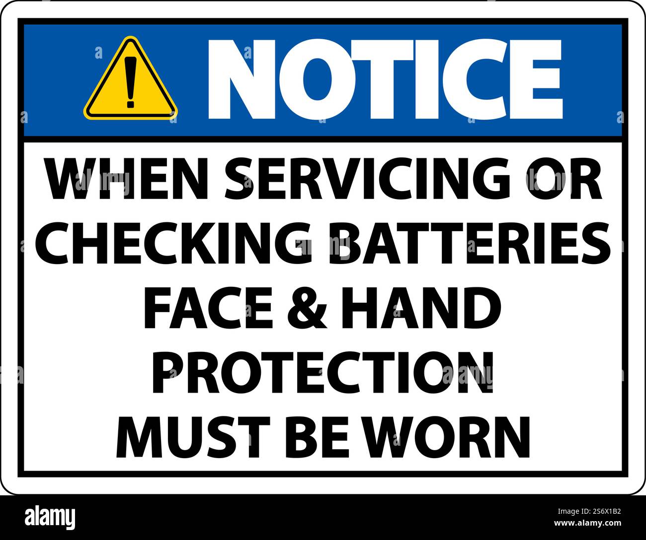 Notice When Servicing Batteries Sign On White Background Stock Vector