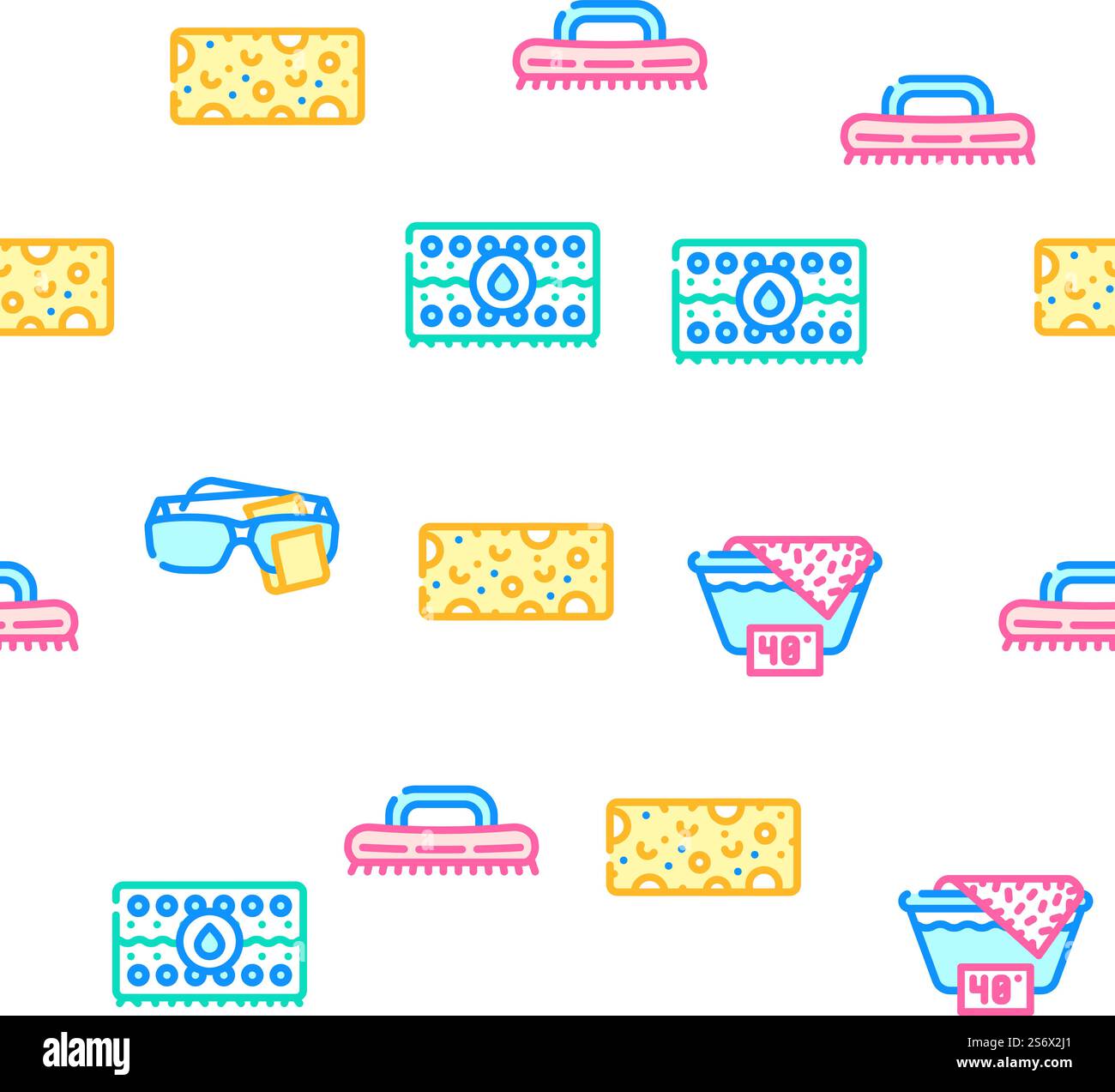 Microfiber For Clean Vector Seamless Pattern Color Line Illustration. Microfiber For Clean Vector Seamless Pattern Stock Vector