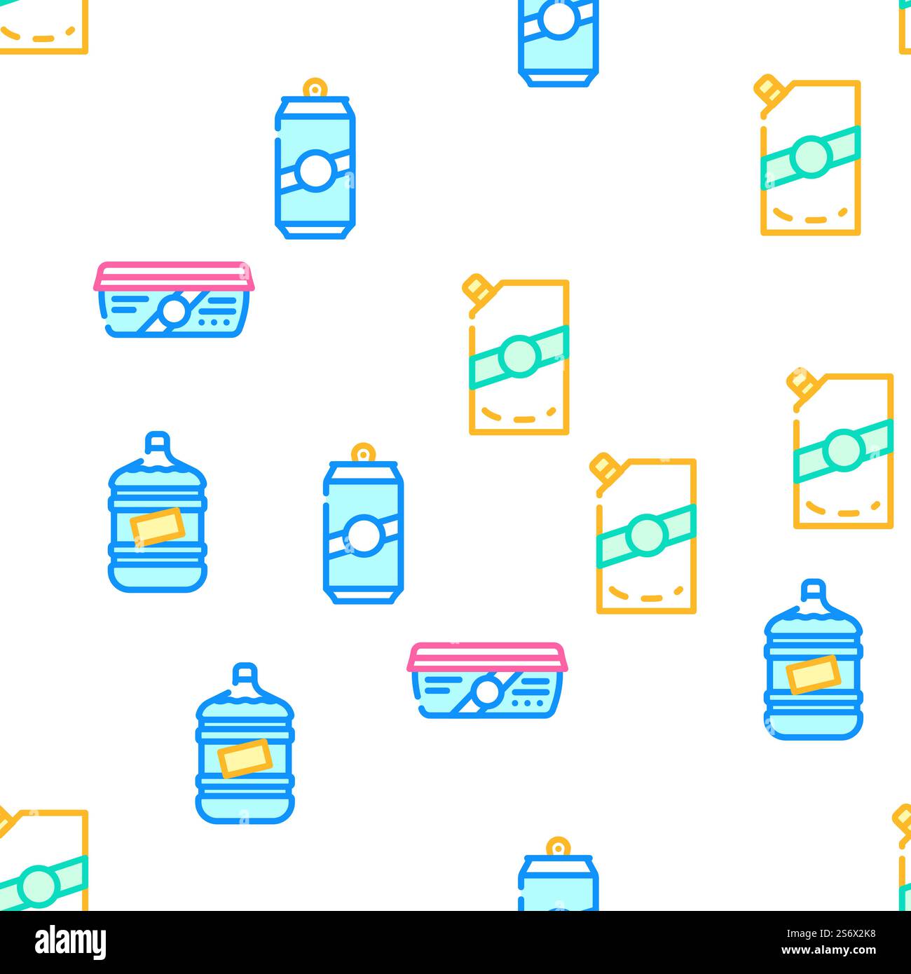 Package For Product Vector Seamless Pattern Color Line Illustration. Package For Product Vector Seamless Pattern Stock Vector