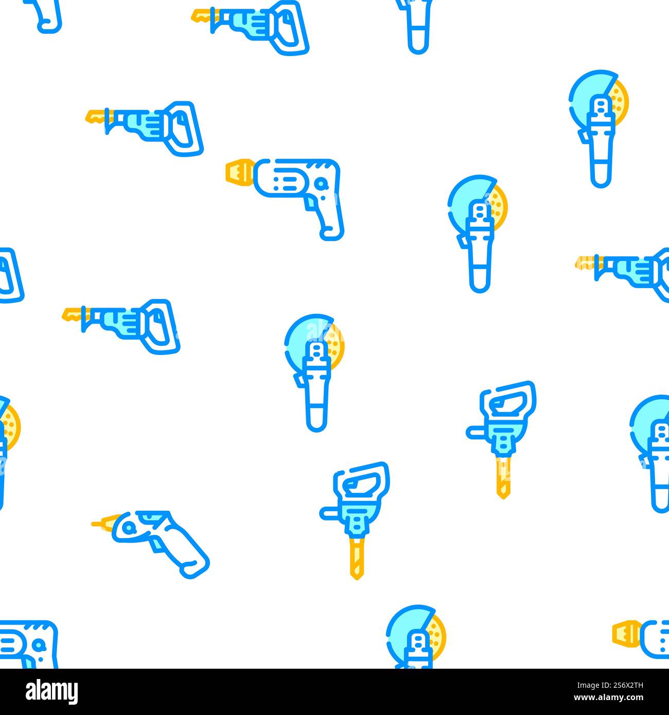 Tools For Building Vector Seamless Pattern Color Line Illustration. Tools For Building Vector Seamless Pattern Stock Vector