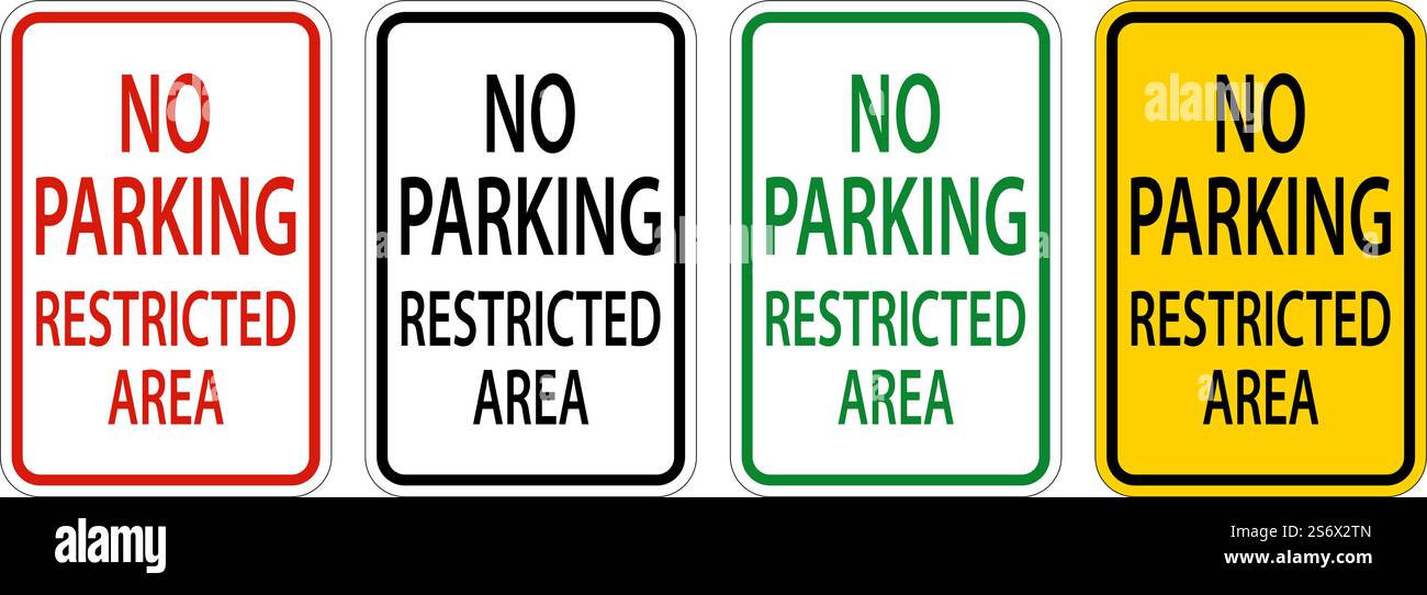 No Parking Restricted Area Sign On White Background Stock Vector Image ...