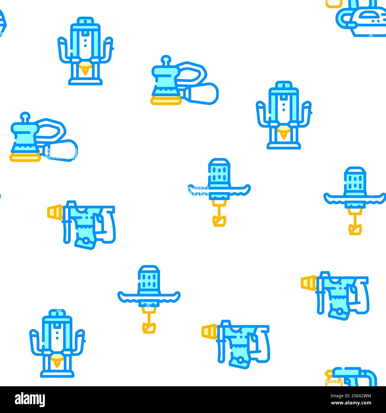 Tools For Building Vector Seamless Pattern Color Line Illustration. Tools For Building Vector Seamless Pattern Stock Vector