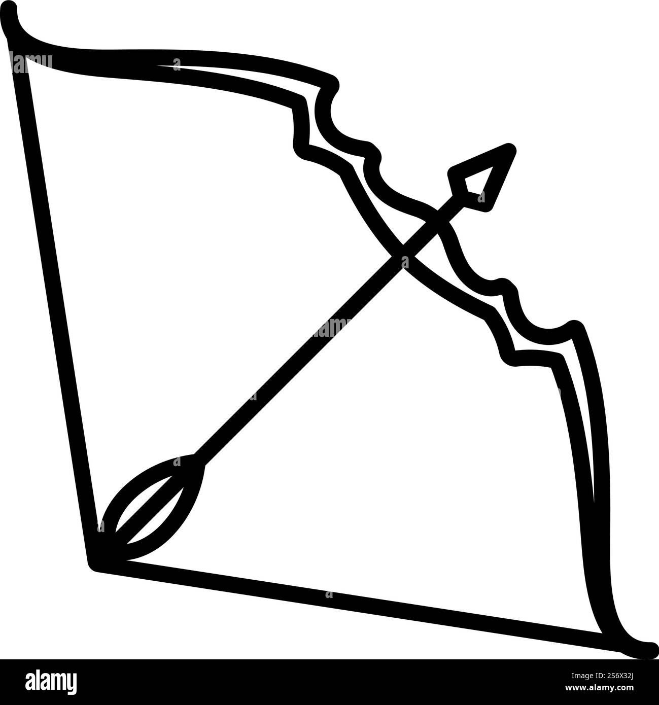 Icon Of Bow And Arrow. Bold outline design with editable stroke width ...