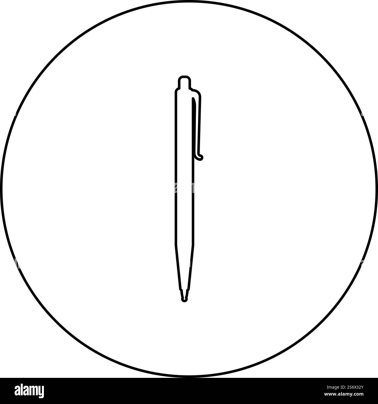 Pen ballpoint icon in circle round black color vector illustration ...