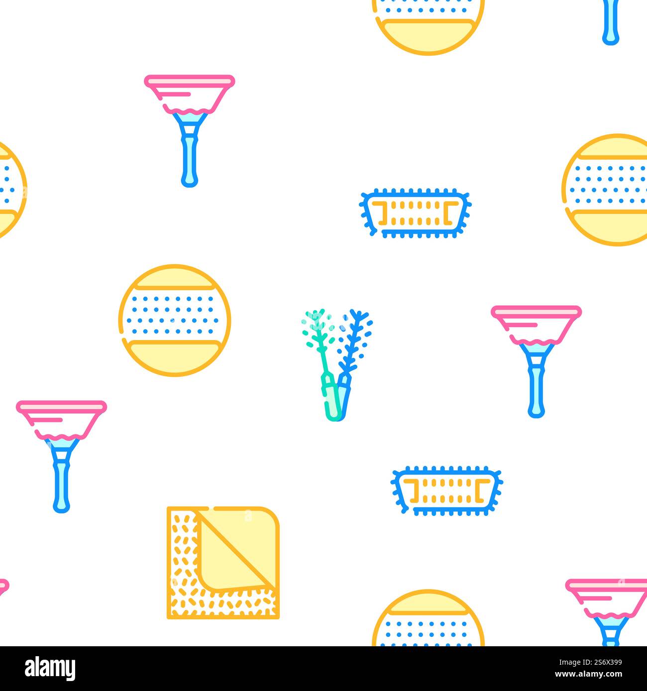Microfiber For Clean Vector Seamless Pattern Color Line Illustration. Microfiber For Clean Vector Seamless Pattern Stock Vector