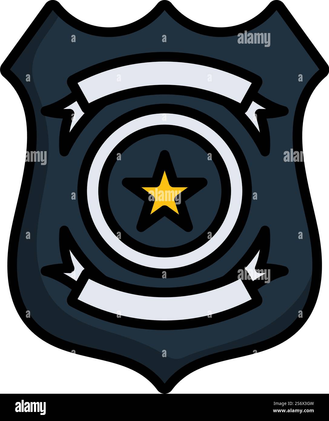 Police Badge Icon. Editable Bold Outline With Color Fill Design. Vector ...