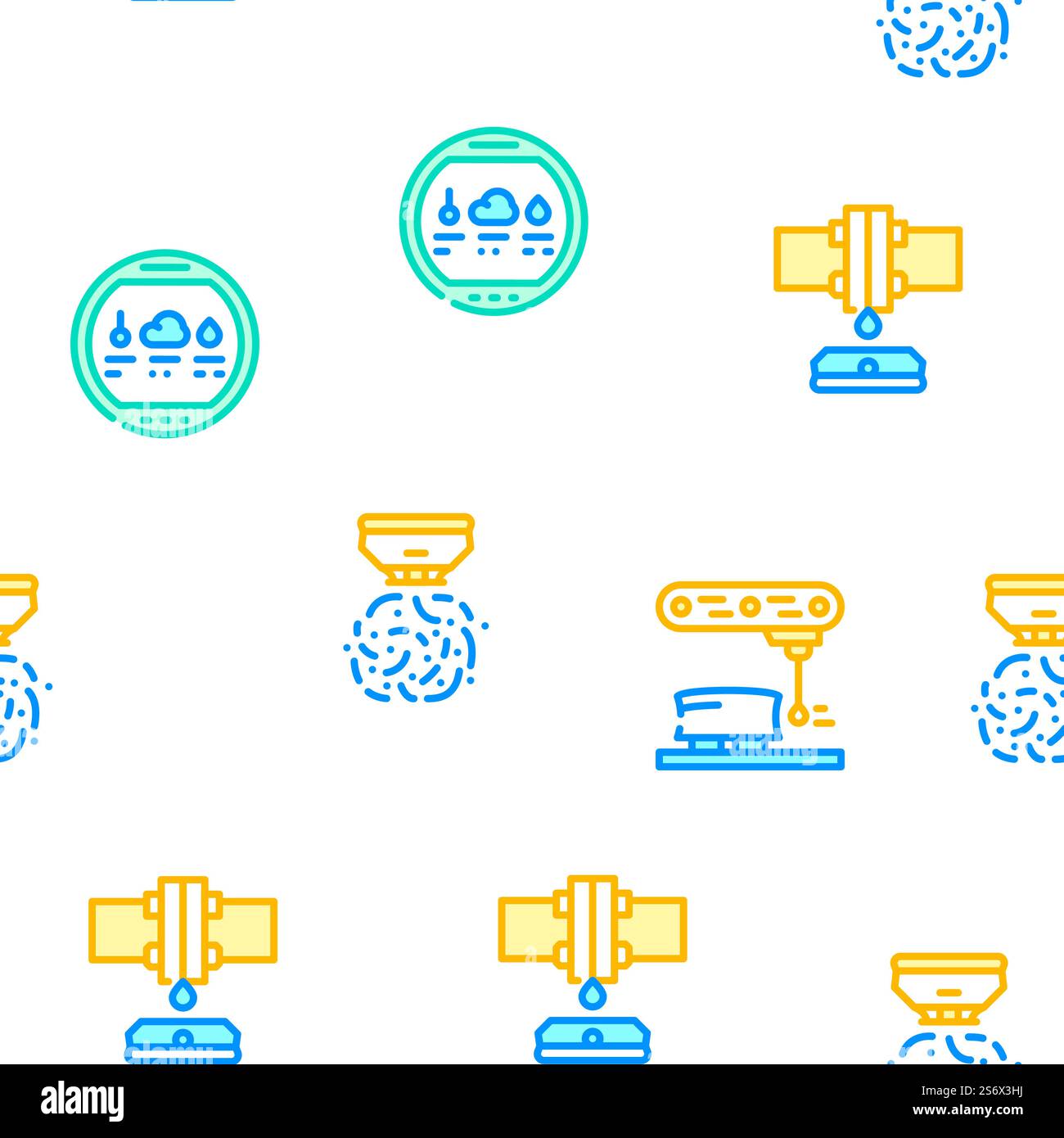 Sensor Electronic Tool Vector Seamless Pattern Color Line Illustration. Sensor Electronic Tool Vector Seamless Pattern Stock Vector