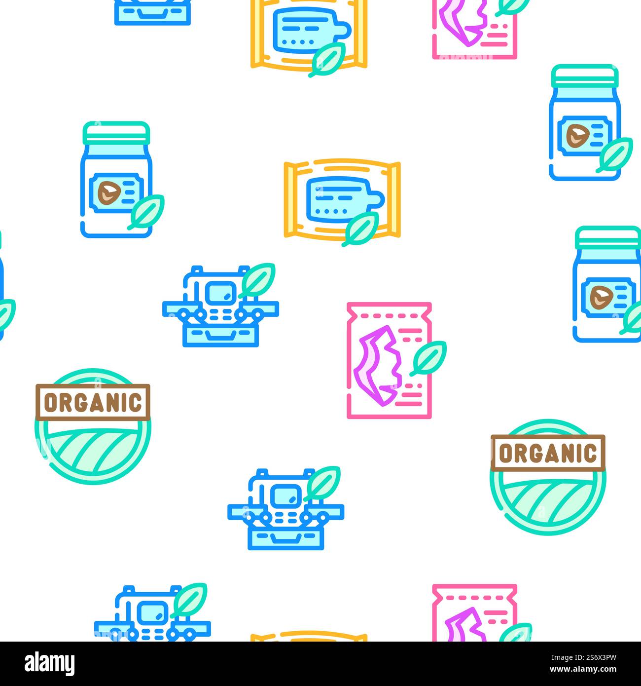 Organic Cosmetics Vector Seamless Pattern Color Line Illustration. Organic Cosmetics Vector Seamless Pattern Stock Vector