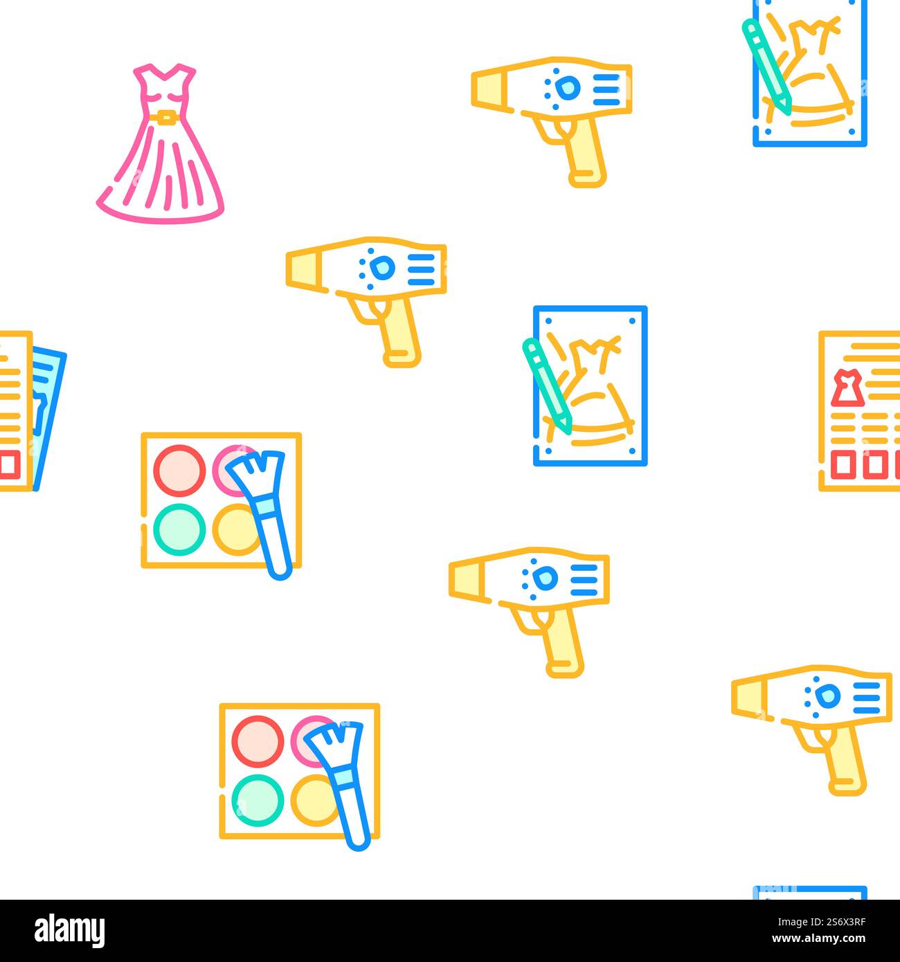 Stylist Accessory Vector Seamless Pattern Color Line Illustration. Stylist Accessory Vector Seamless Pattern Stock Vector