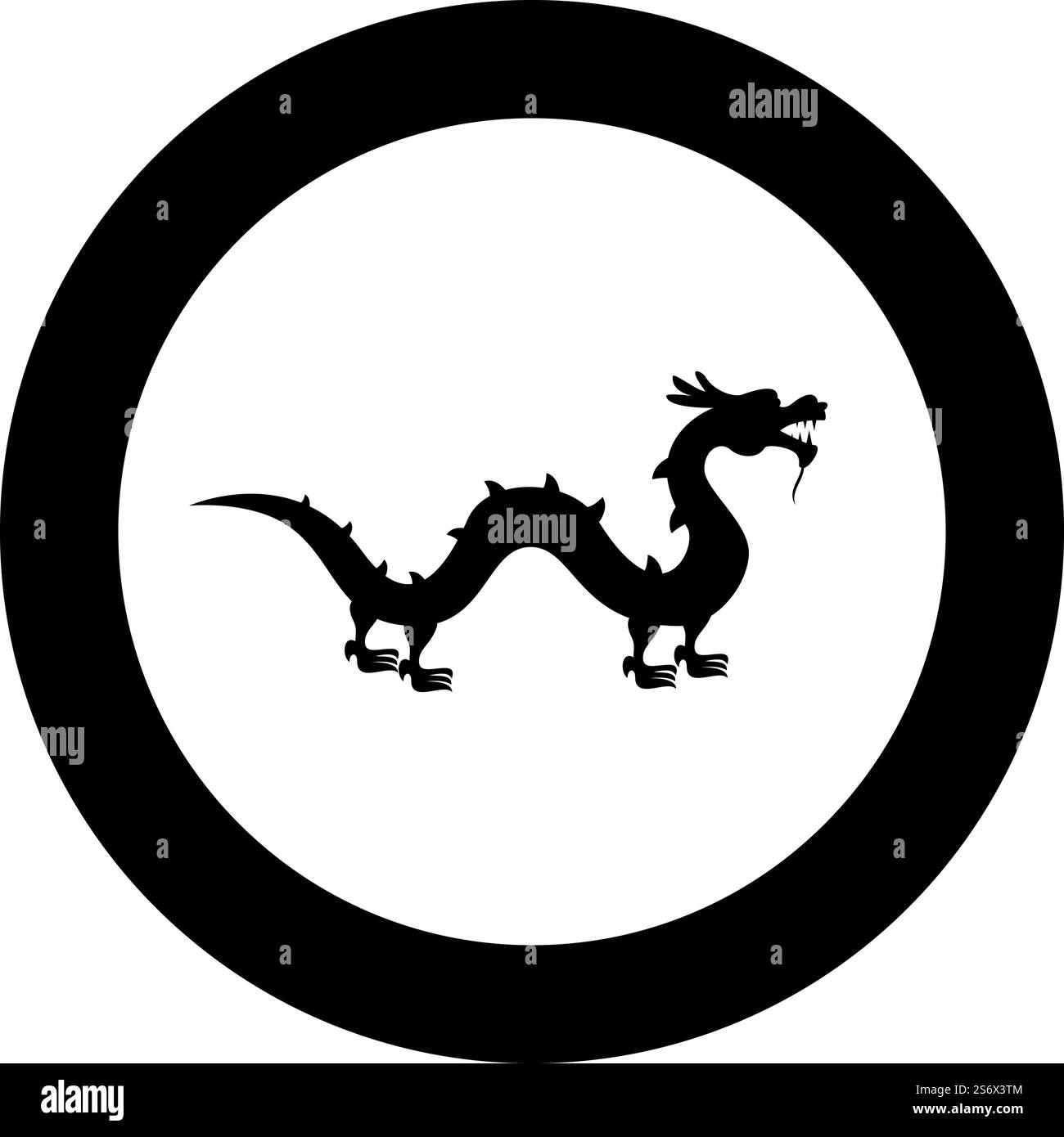 Chinese dragon icon in circle round black color vector illustration ...