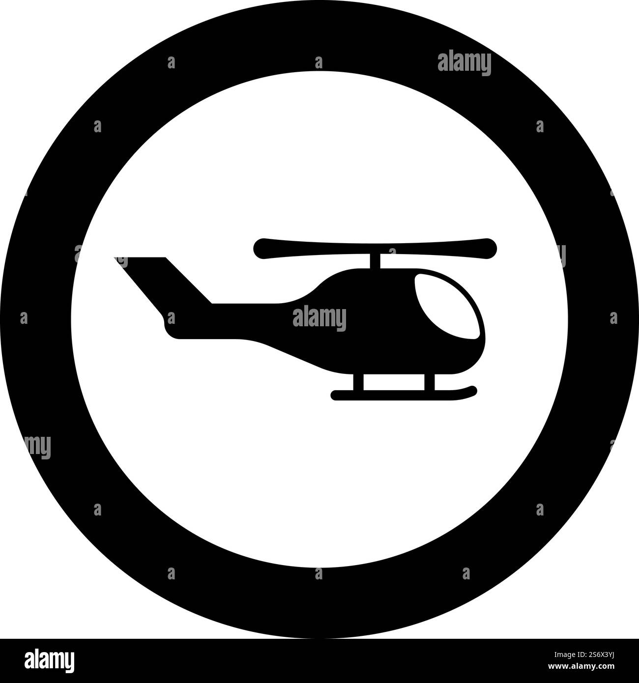 Helicopter chopper in air icon in circle round black color vector ...