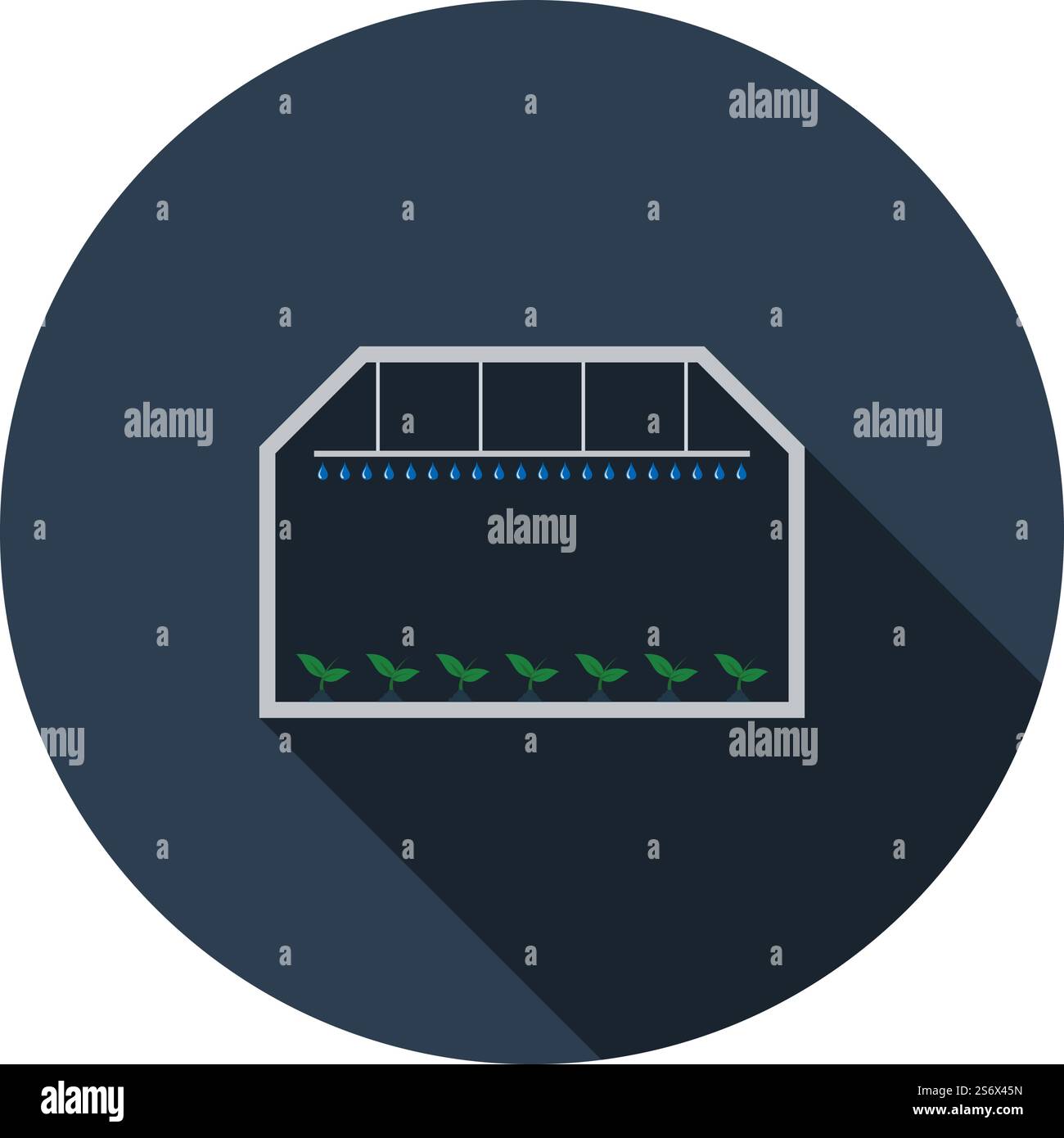 Greenhouse Icon. Flat Circle Stencil Design With Long Shadow. Vector Illustration. Stock Vector