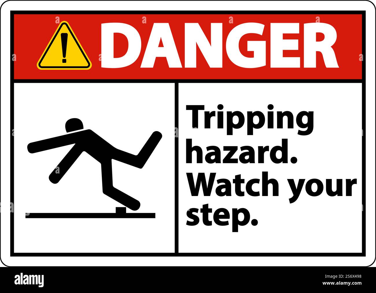 Danger Watch Your Step Tripping Hazard Sign On White Background Stock ...