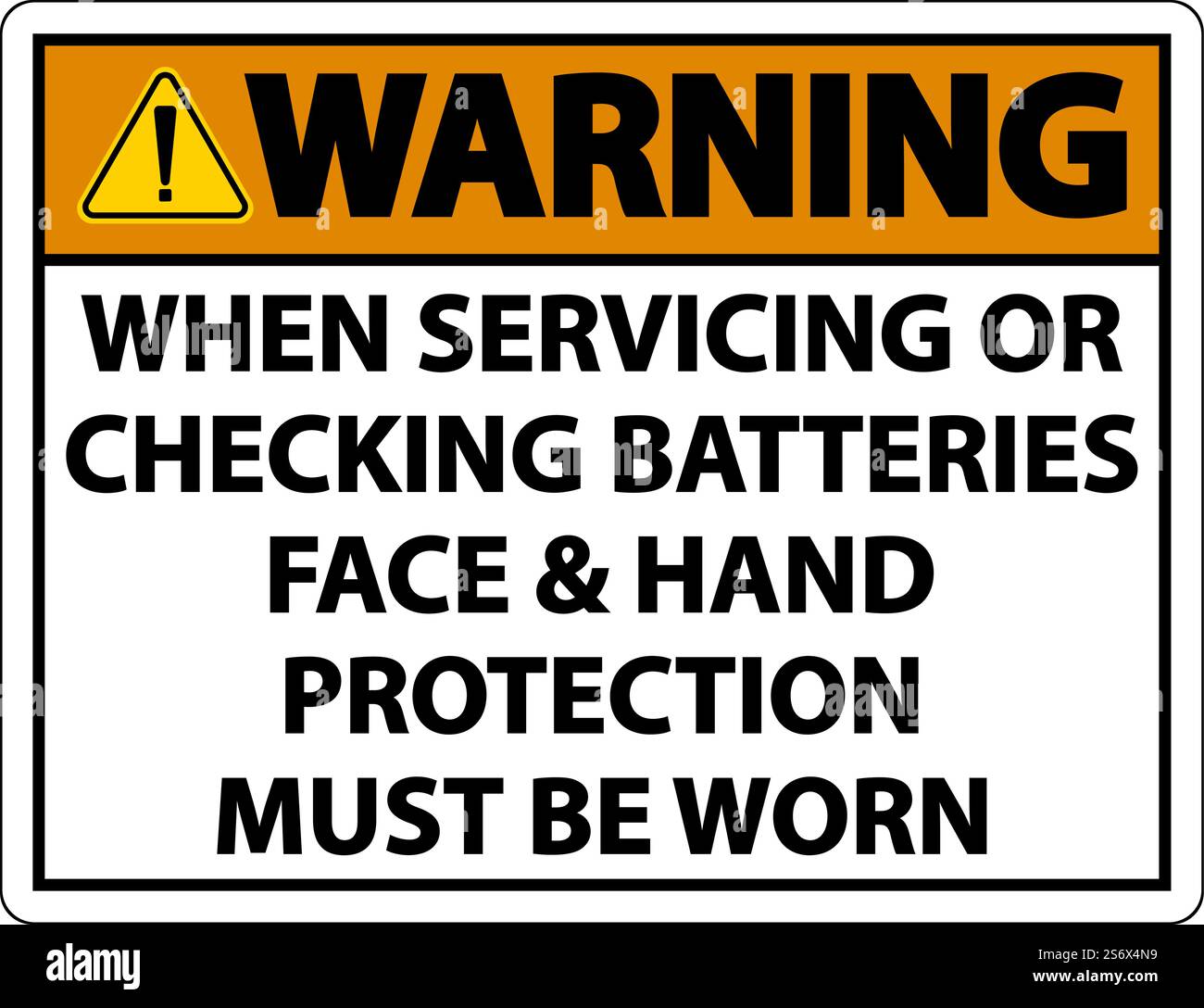Warning When Servicing Batteries Sign On White Background Stock Vector