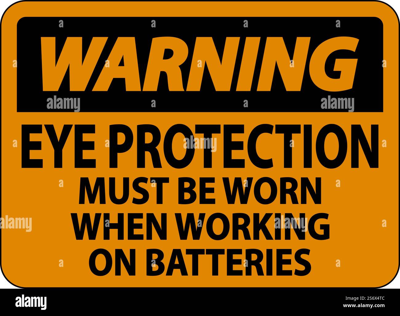Warning When Working on Batteries Sign On White Background Stock Vector