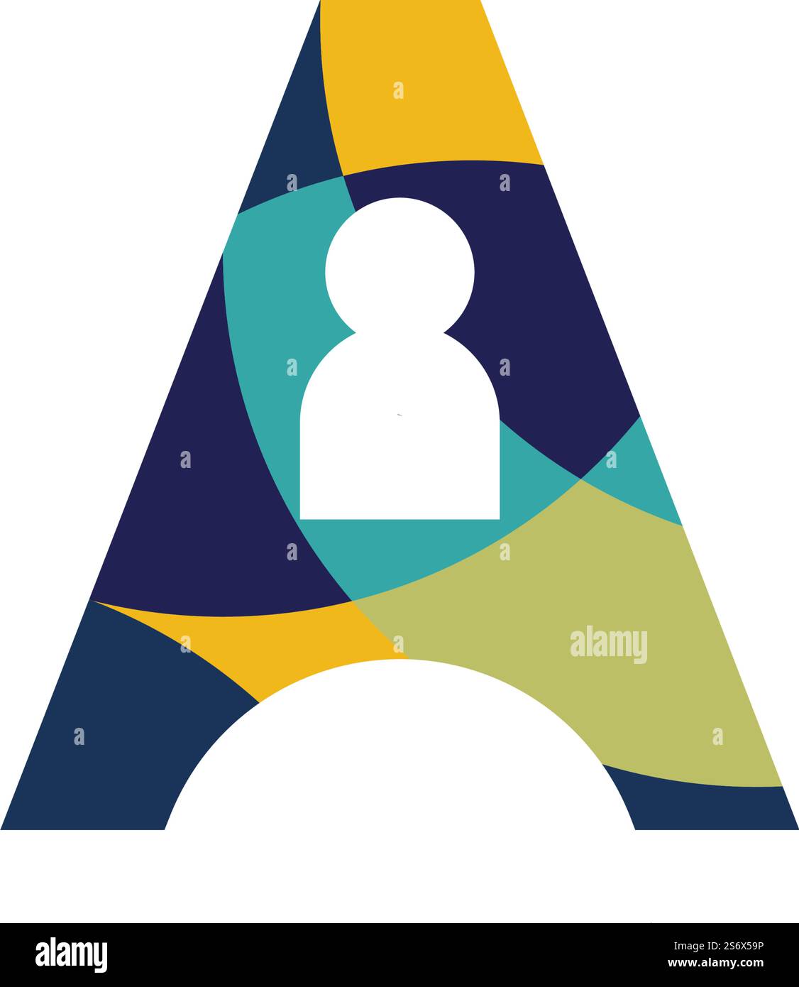 Modern Initial, letter, with people logo vector design Stock Vector