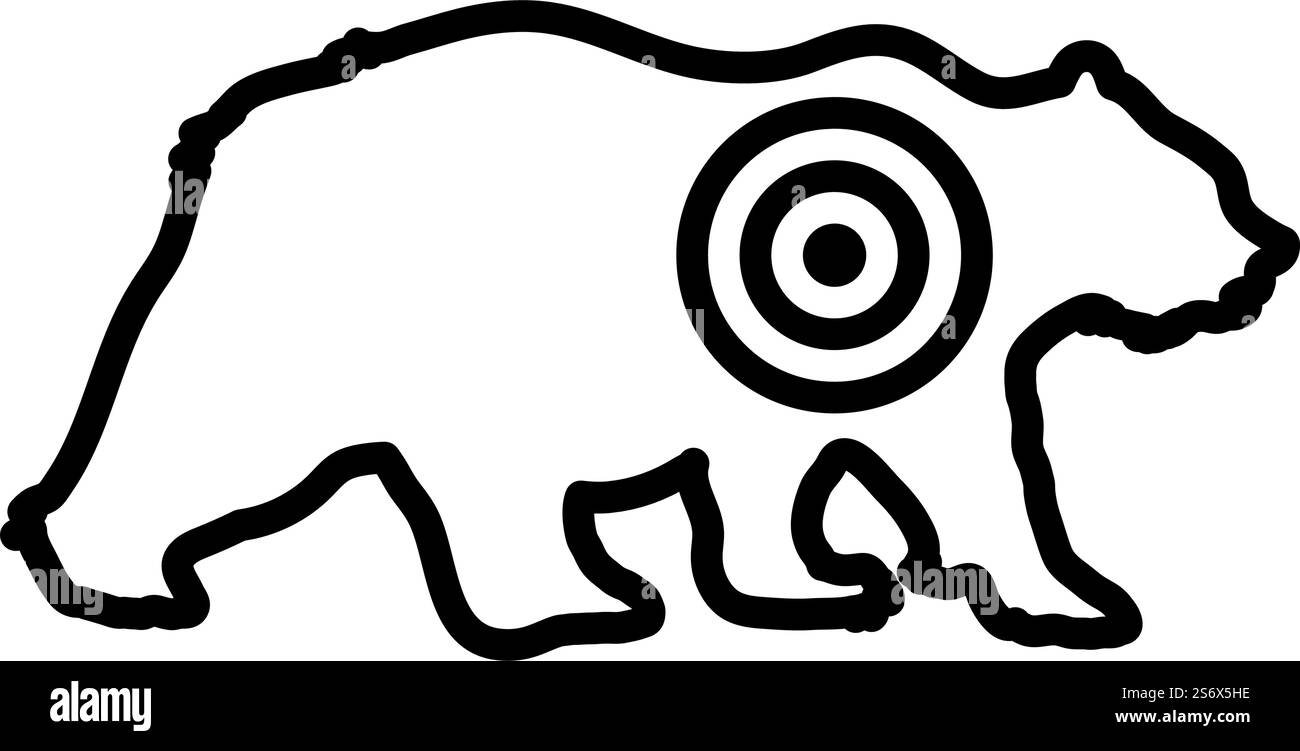 Icon Of Bear Silhouette With Target. Bold outline design with editable ...