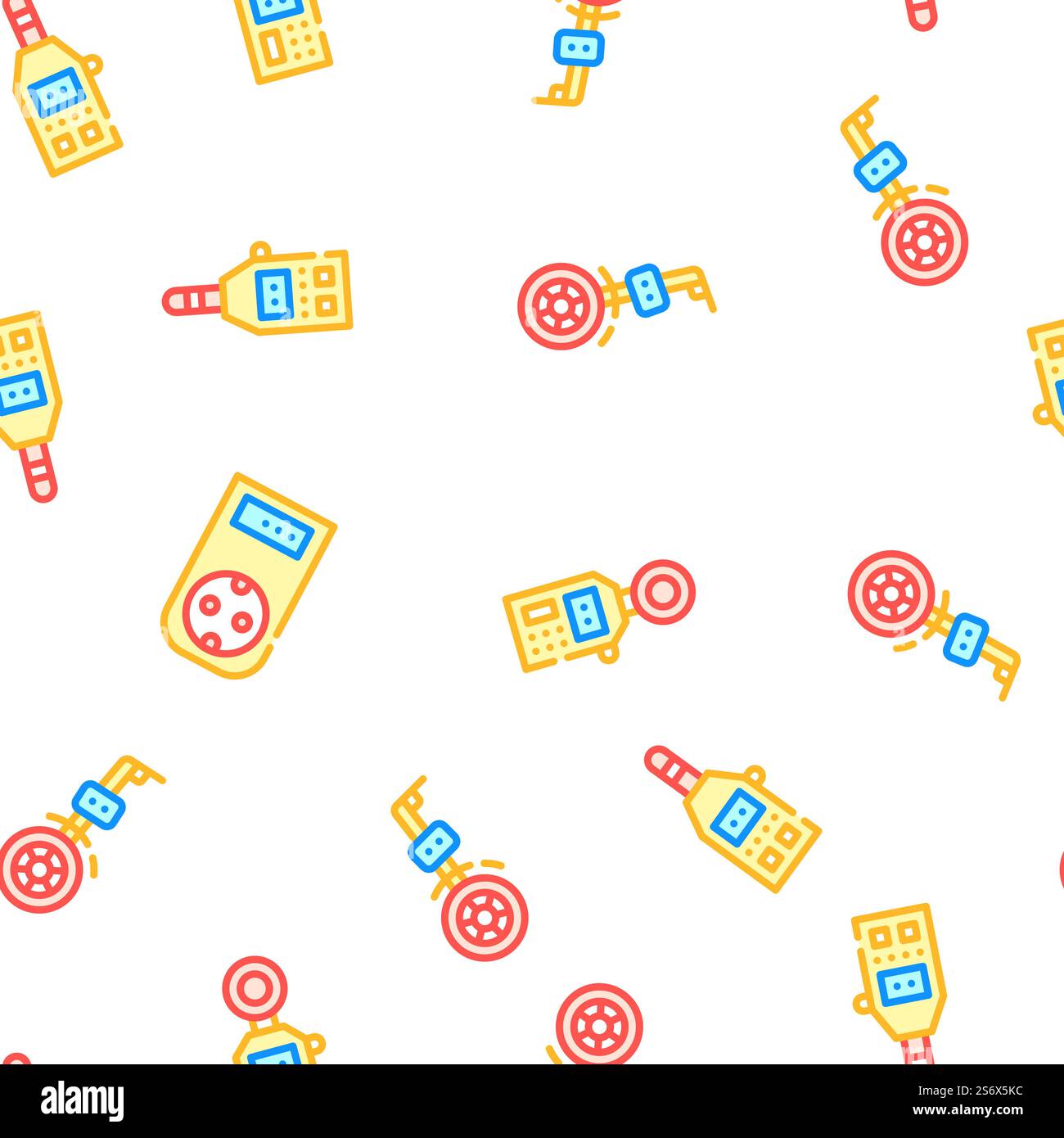 Measuring Equipment Collection Vector Seamless Pattern Color Line ...