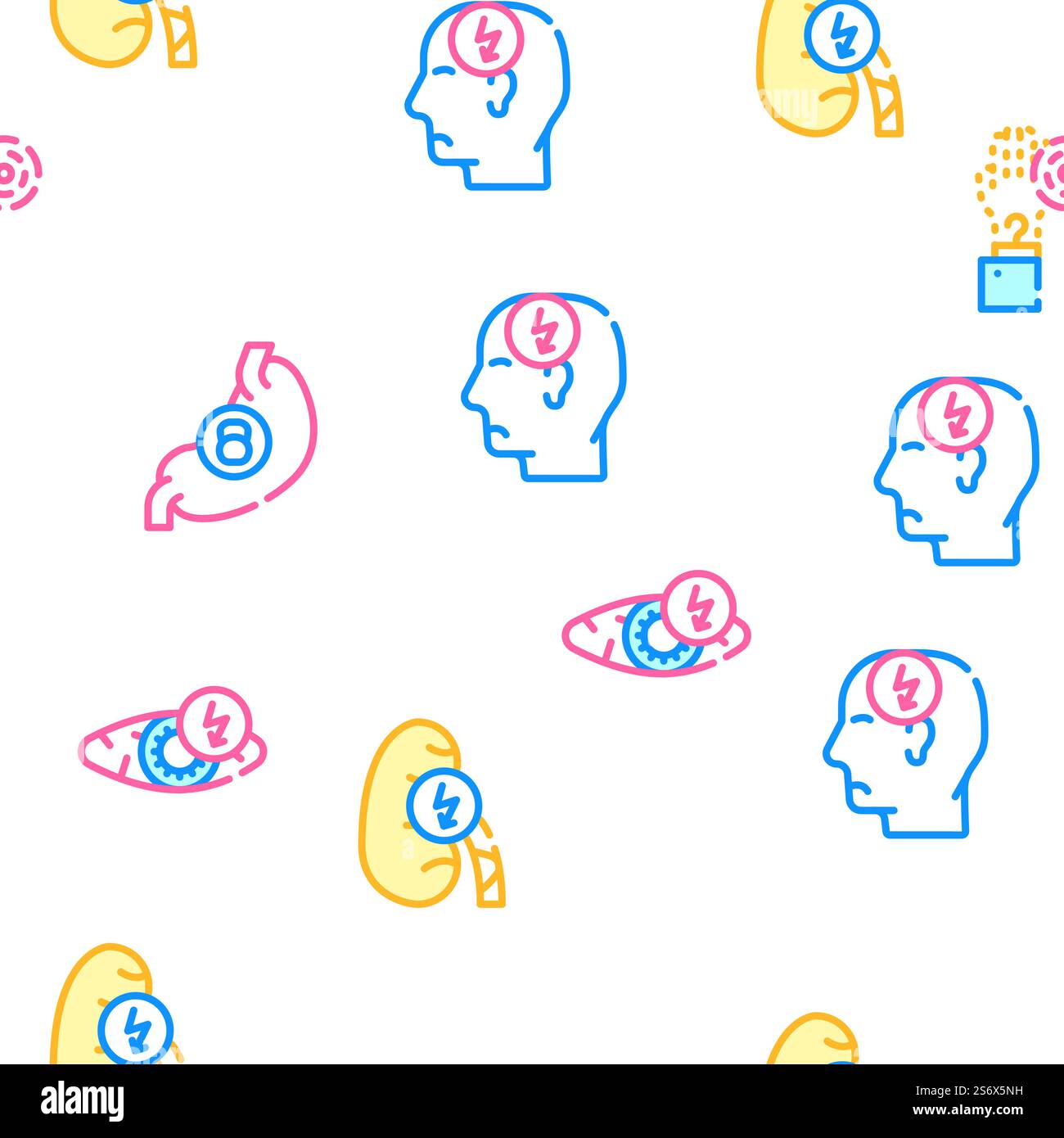Body Aches Problem Vector Seamless Pattern Color Line Illustration. Body Aches Problem Vector Seamless Pattern Stock Vector