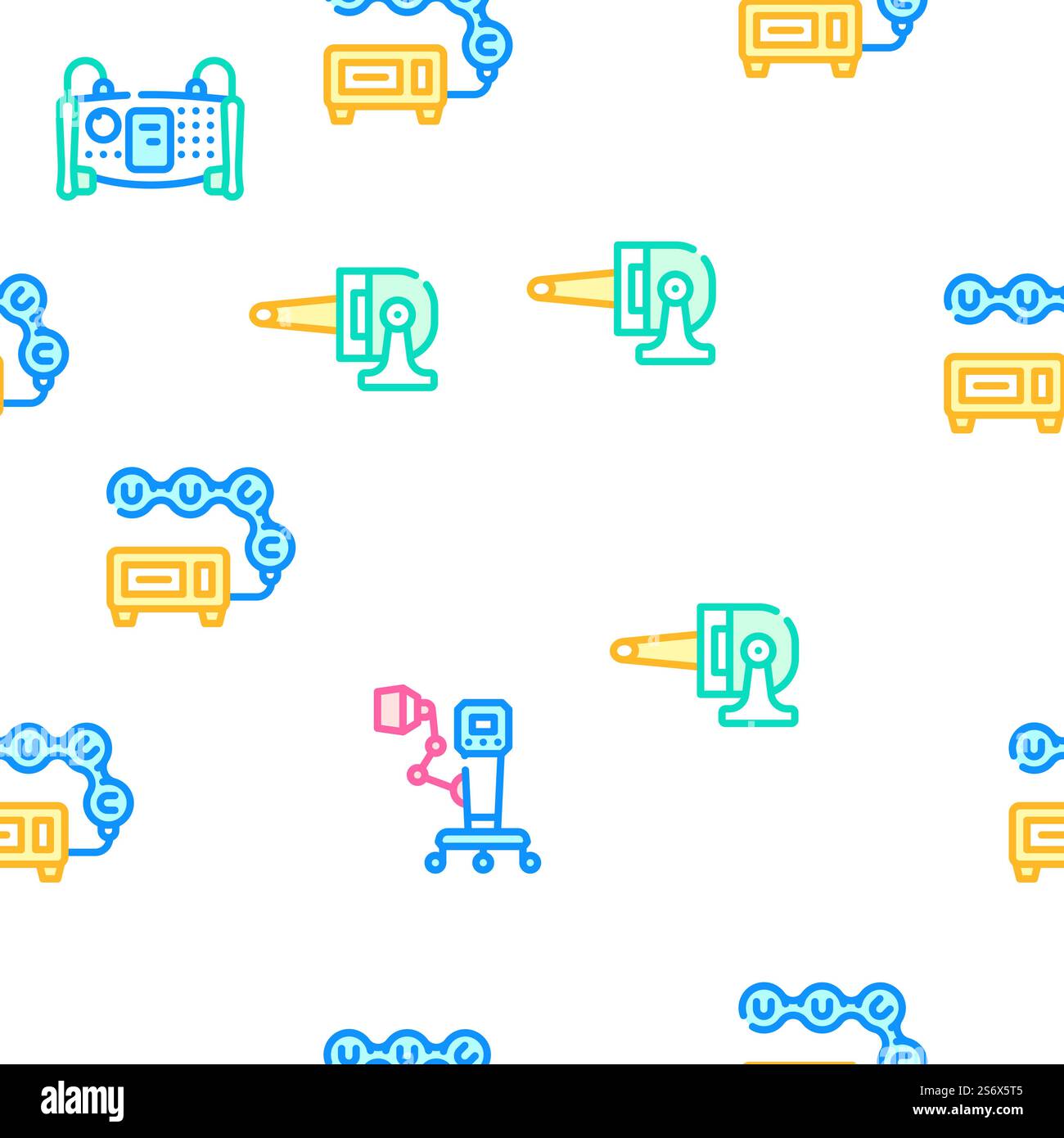 Physical Therapy Aid Vector Seamless Pattern Color Line Illustration. Physical Therapy Aid Vector Seamless Pattern Stock Vector