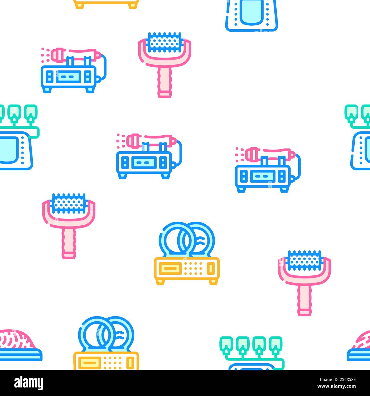 Physical Therapy Aid Vector Seamless Pattern Color Line Illustration. Physical Therapy Aid Vector Seamless Pattern Stock Vector