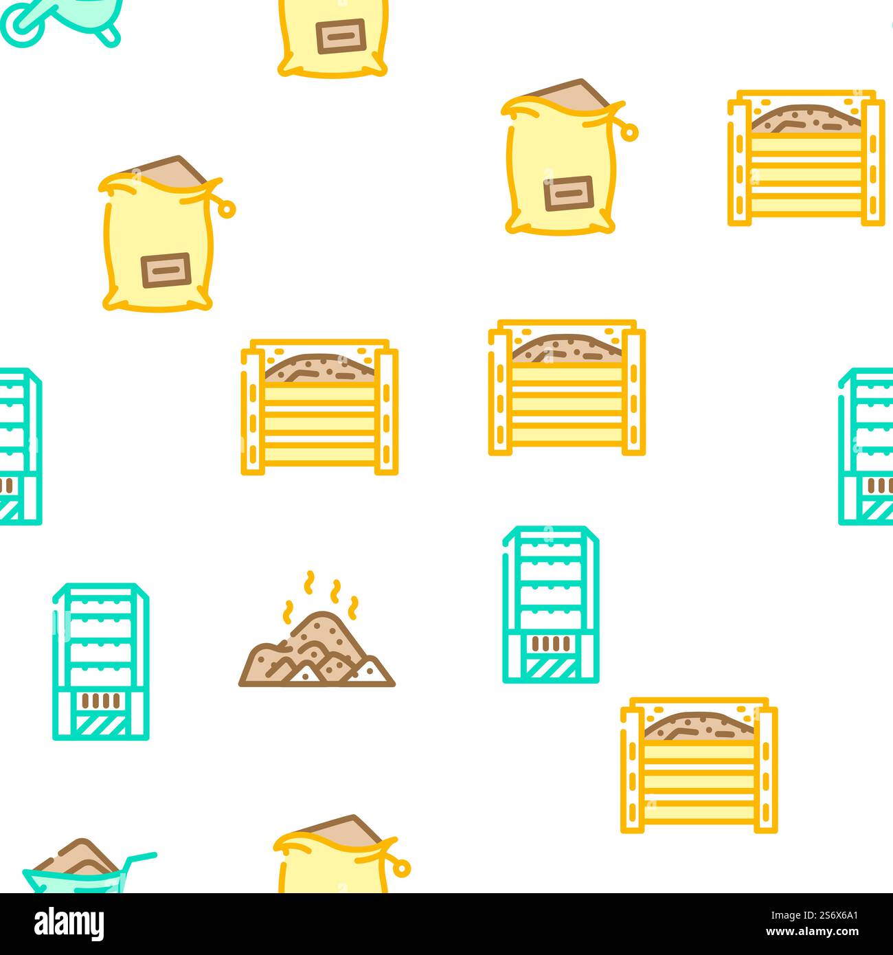Compost Wire Vector Compost Production Vector Seamless Pattern Color Line Illustration ...