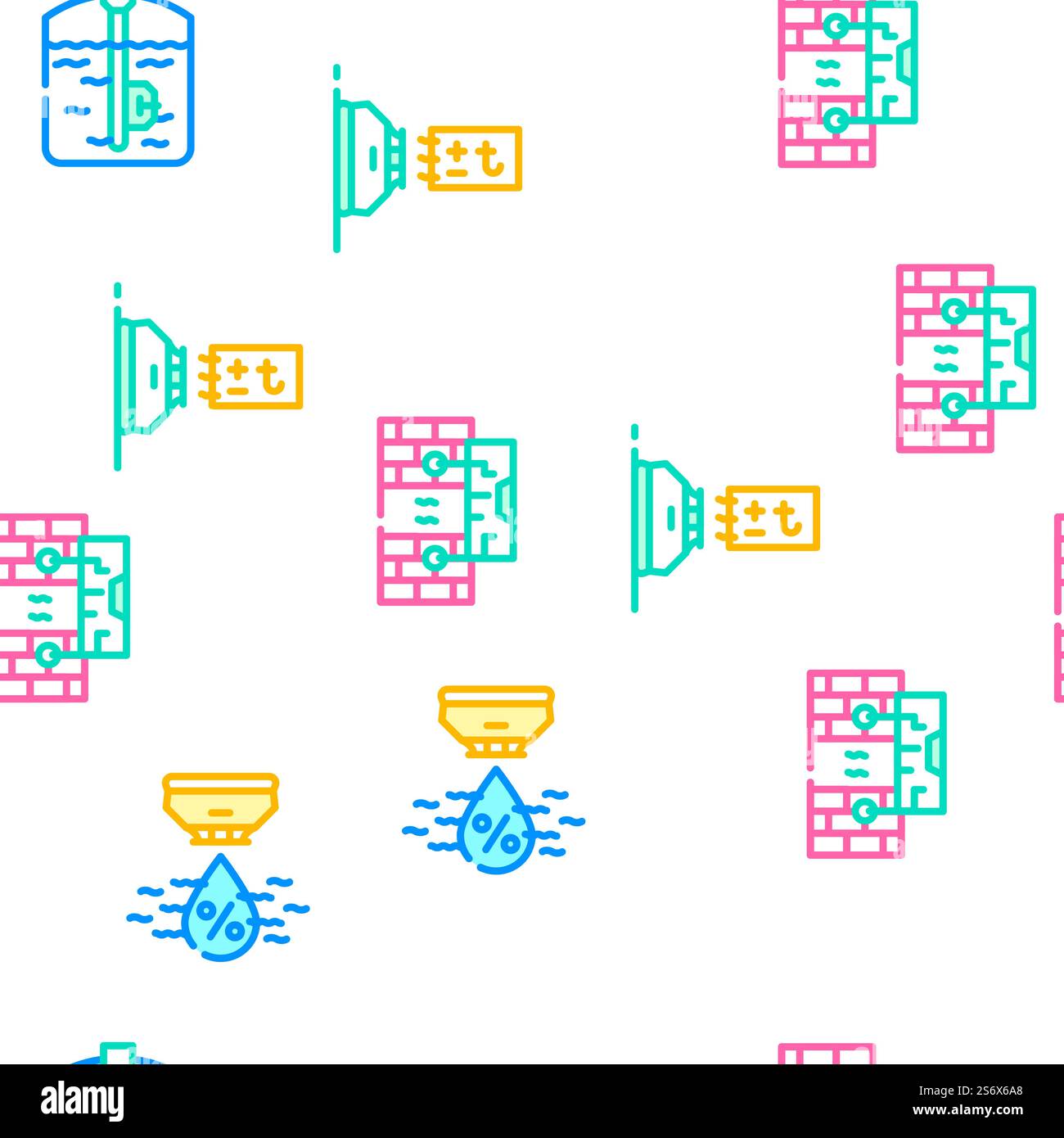 Sensor Electronic Tool Vector Seamless Pattern Color Line Illustration. Sensor Electronic Tool Vector Seamless Pattern Stock Vector