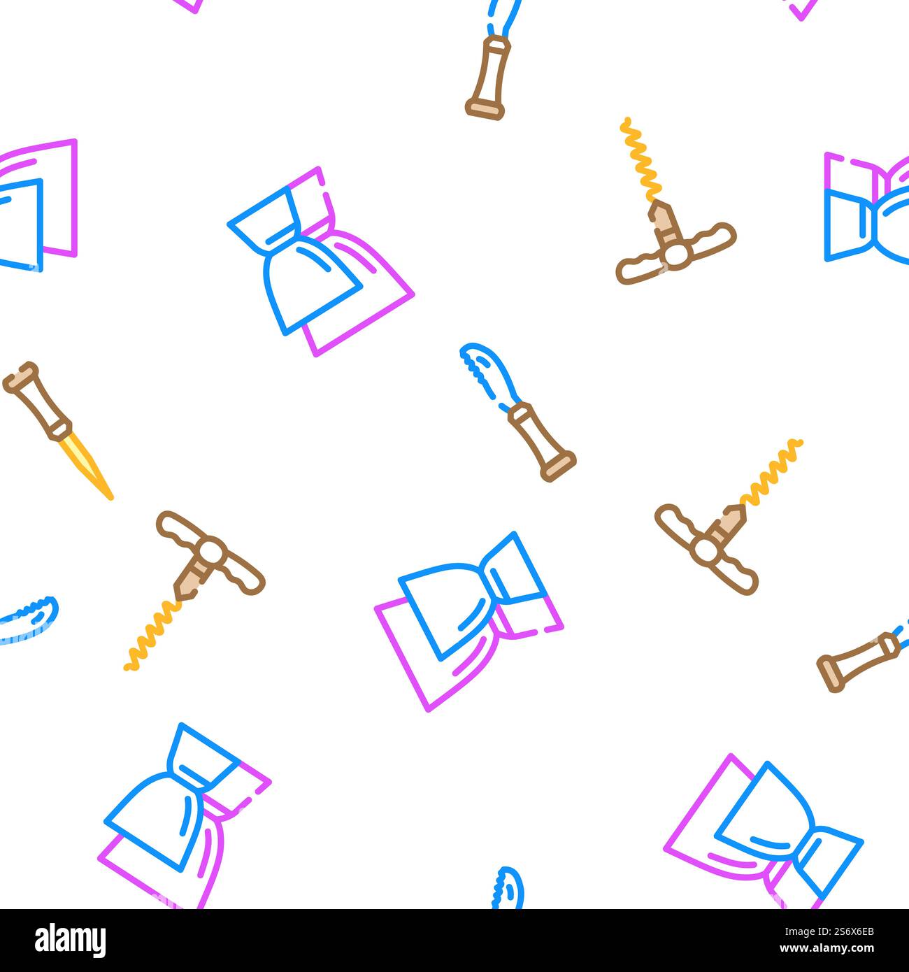 Bartender Accessory Vector Seamless Pattern Color Line Illustration. Bartender Accessory Vector Seamless Pattern Stock Vector