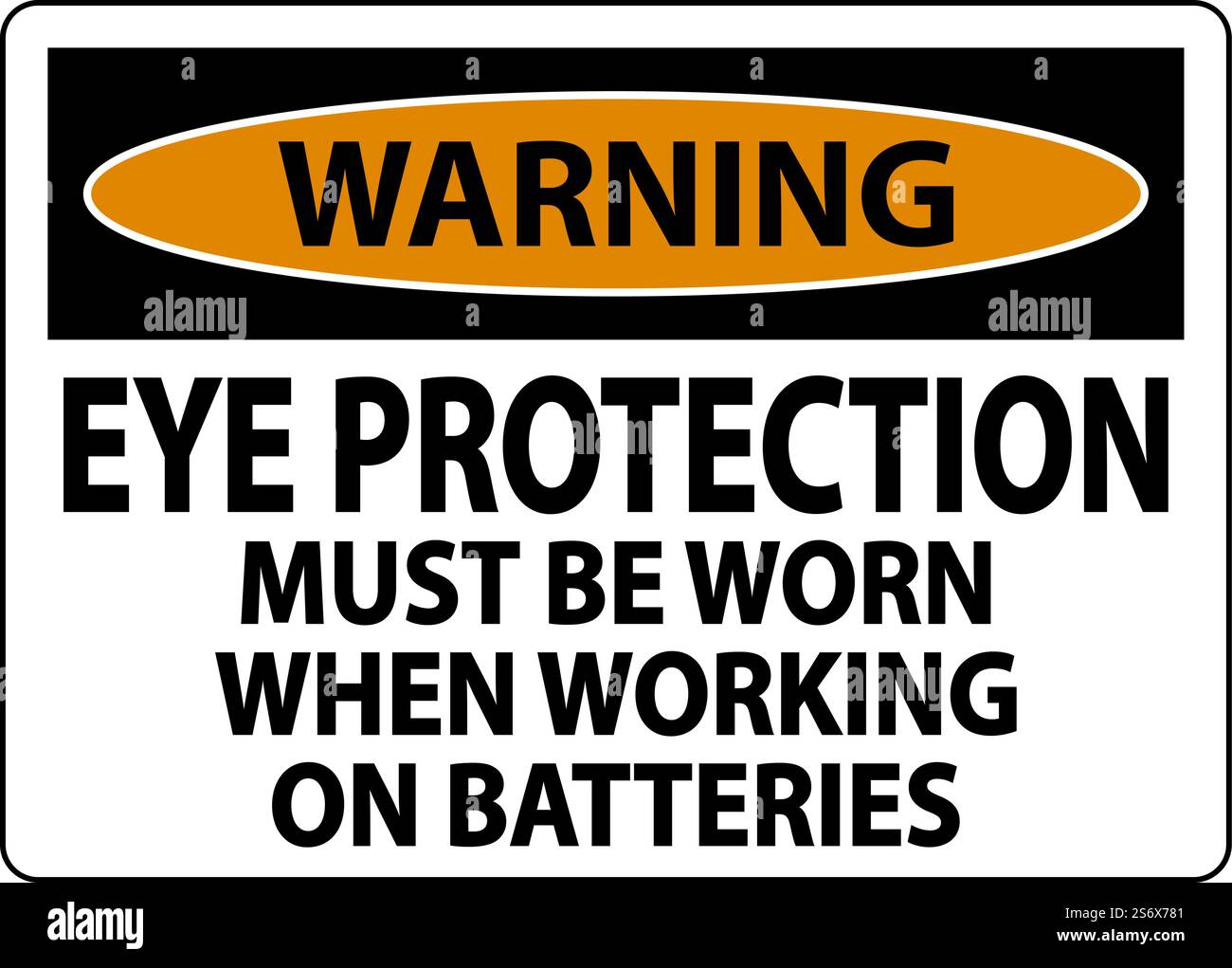 Warning When Working on Batteries Sign On White Background Stock Vector