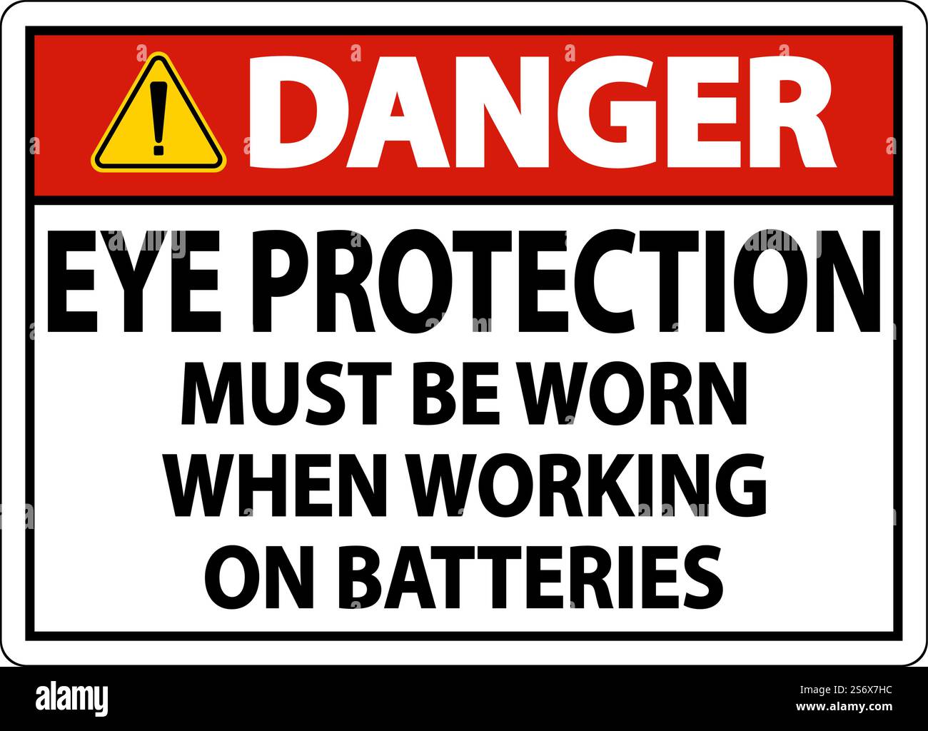 Danger When Working on Batteries Sign On White Background Stock Vector ...
