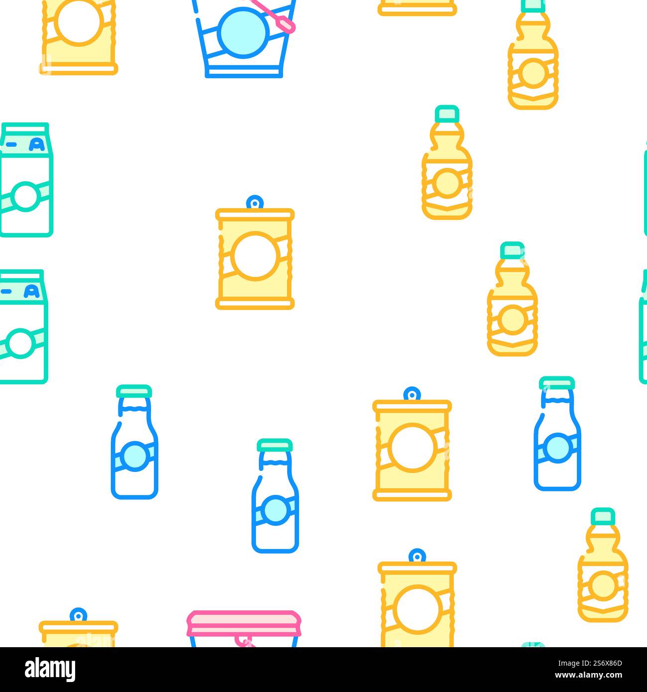 Package For Product Vector Seamless Pattern Color Line Illustration. Package For Product Vector Seamless Pattern Stock Vector