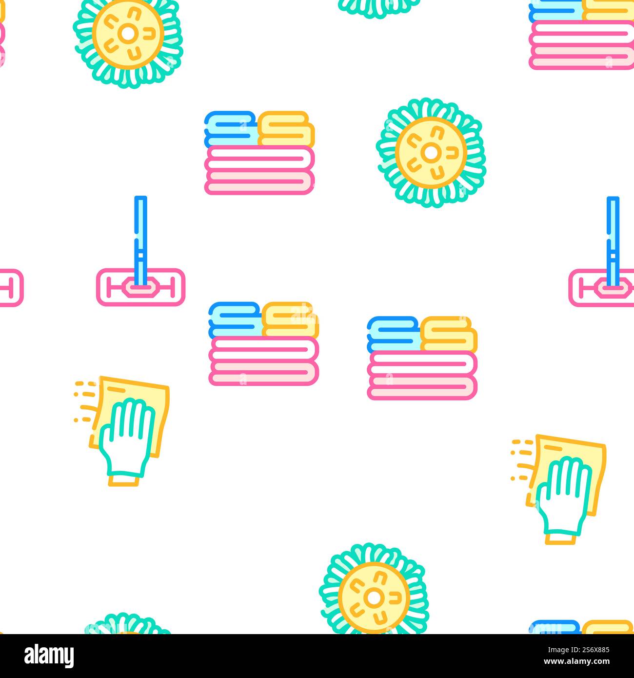 Microfiber For Clean Vector Seamless Pattern Color Line Illustration. Microfiber For Clean Vector Seamless Pattern Stock Vector