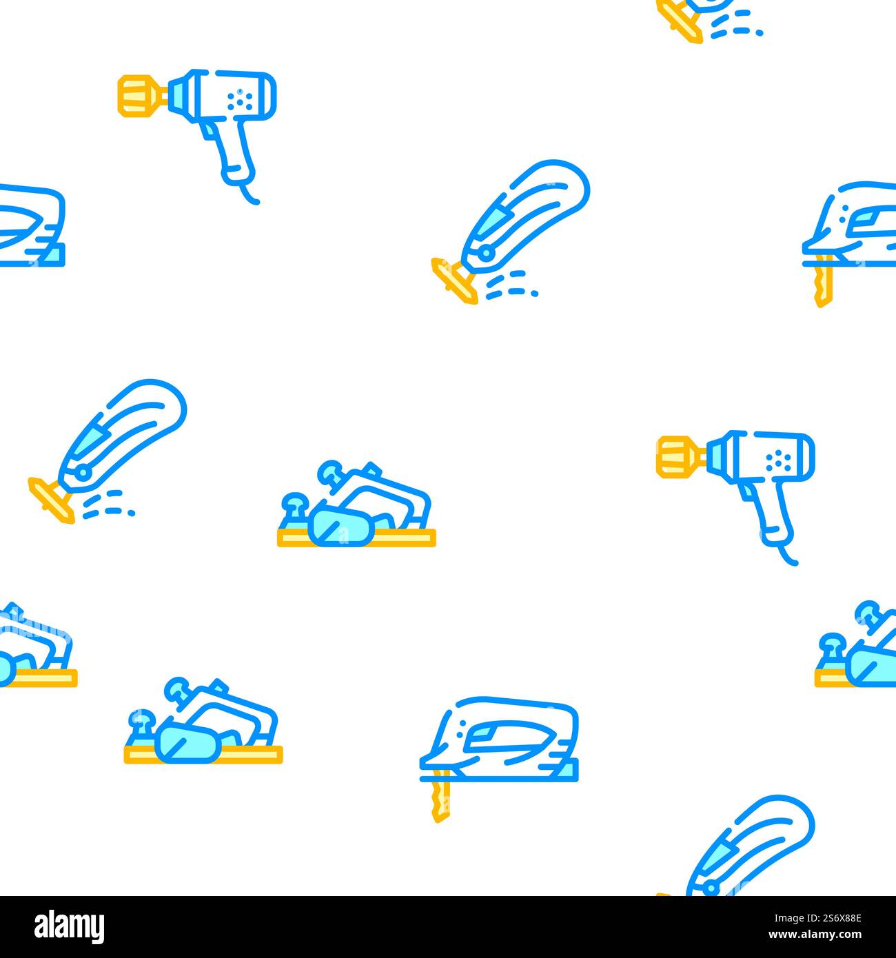 Tools For Building Vector Seamless Pattern Color Line Illustration. Tools For Building Vector Seamless Pattern Stock Vector